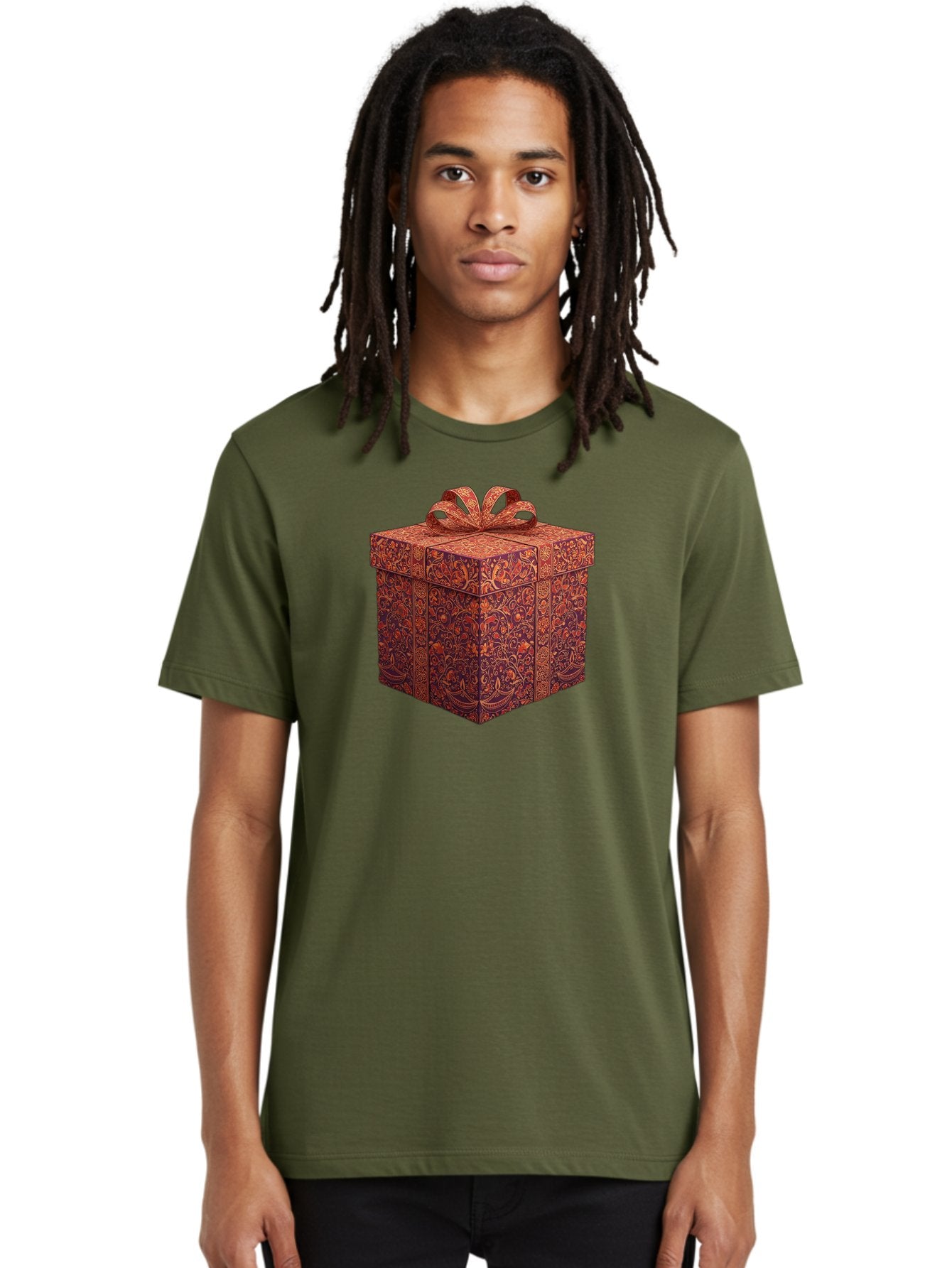Gift-Box-1 Men'S Graphic Tee, 100% Cotton, Comfortable Casual Summer Wear, Machine Washable, Gift Box With Ribbon, Luxury Gift Wrapping, Red And Orange Floral Pattern, Beautiful Presentation, Intricate Designs, Gift Giving, Special Occasion Bad140 21