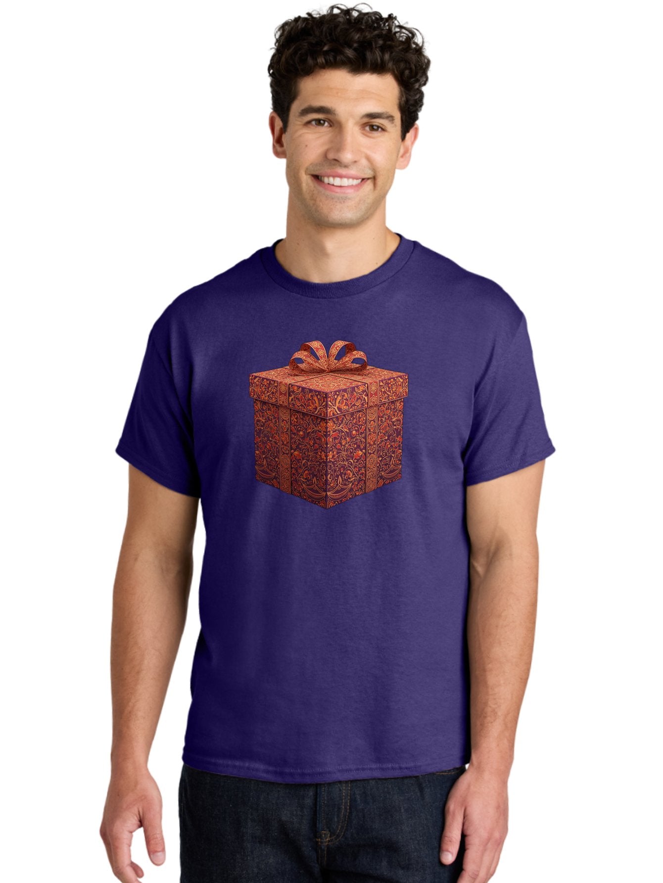 Gift-Box-1 Men'S Graphic Tee, 100% Cotton, Comfortable Casual Summer Wear, Machine Washable, Gift Box With Ribbon, Luxury Gift Wrapping, Red And Orange Floral Pattern, Beautiful Presentation, Intricate Designs, Gift Giving, Special Occasion Bad140 17