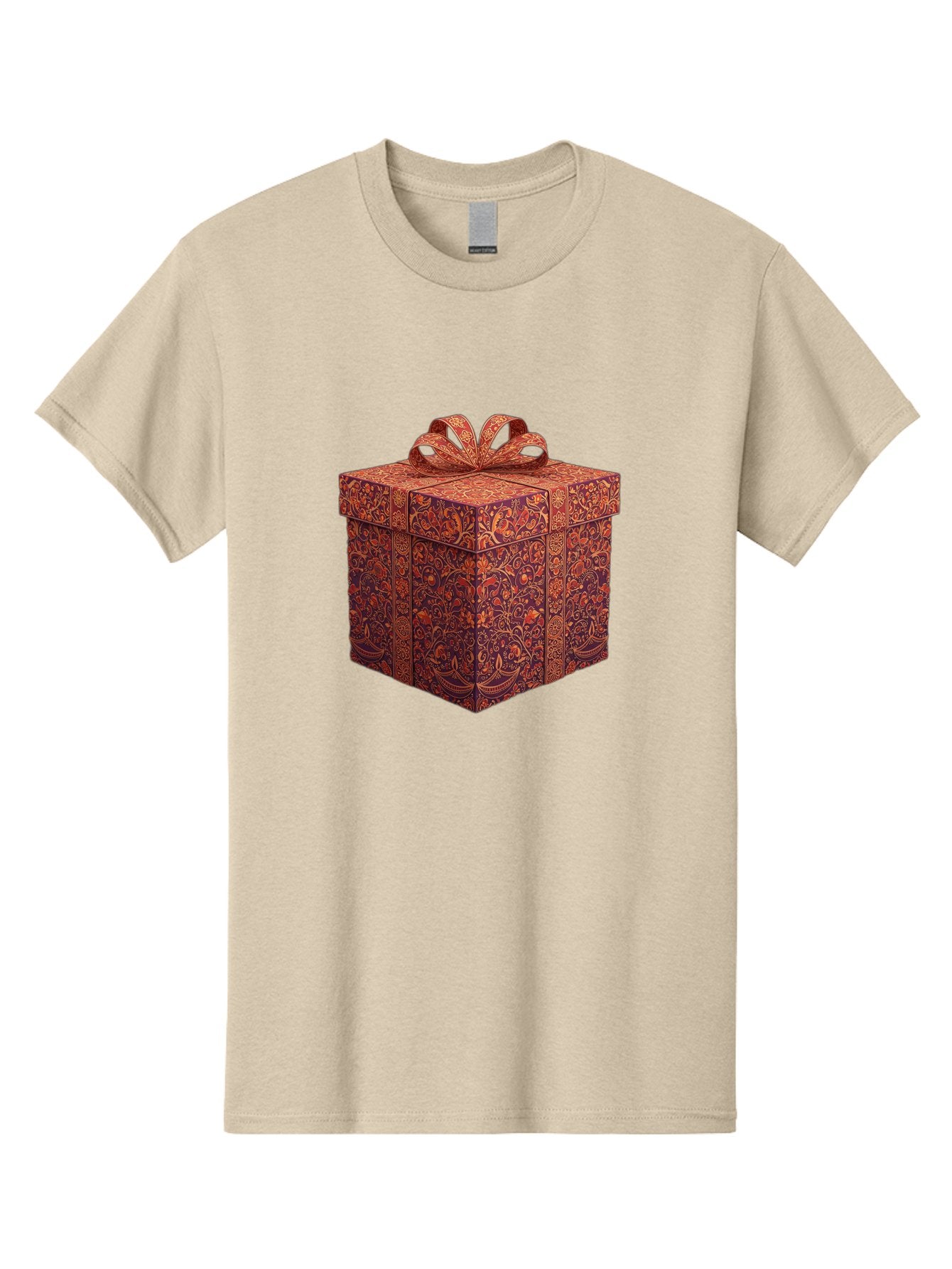 Gift-Box-1 Men'S Graphic Tee, 100% Cotton, Comfortable Casual Summer Wear, Machine Washable, Gift Box With Ribbon, Luxury Gift Wrapping, Red And Orange Floral Pattern, Beautiful Presentation, Intricate Designs, Gift Giving, Special Occasion Bad140 15