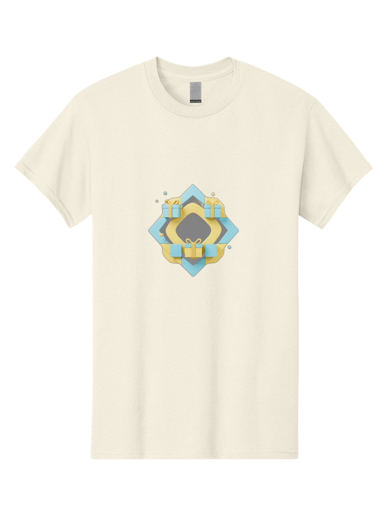 Gift-Boxes Men'S Graphic Tee, 100% Cotton, Comfortable Casual Summer Wear, Machine Washable, Gift Boxes, Wrapped Presents, Blue And Yellow Packaging, Decorative Bows, Festive Design, Celebration Gift, Luxury Presents Bad146 7