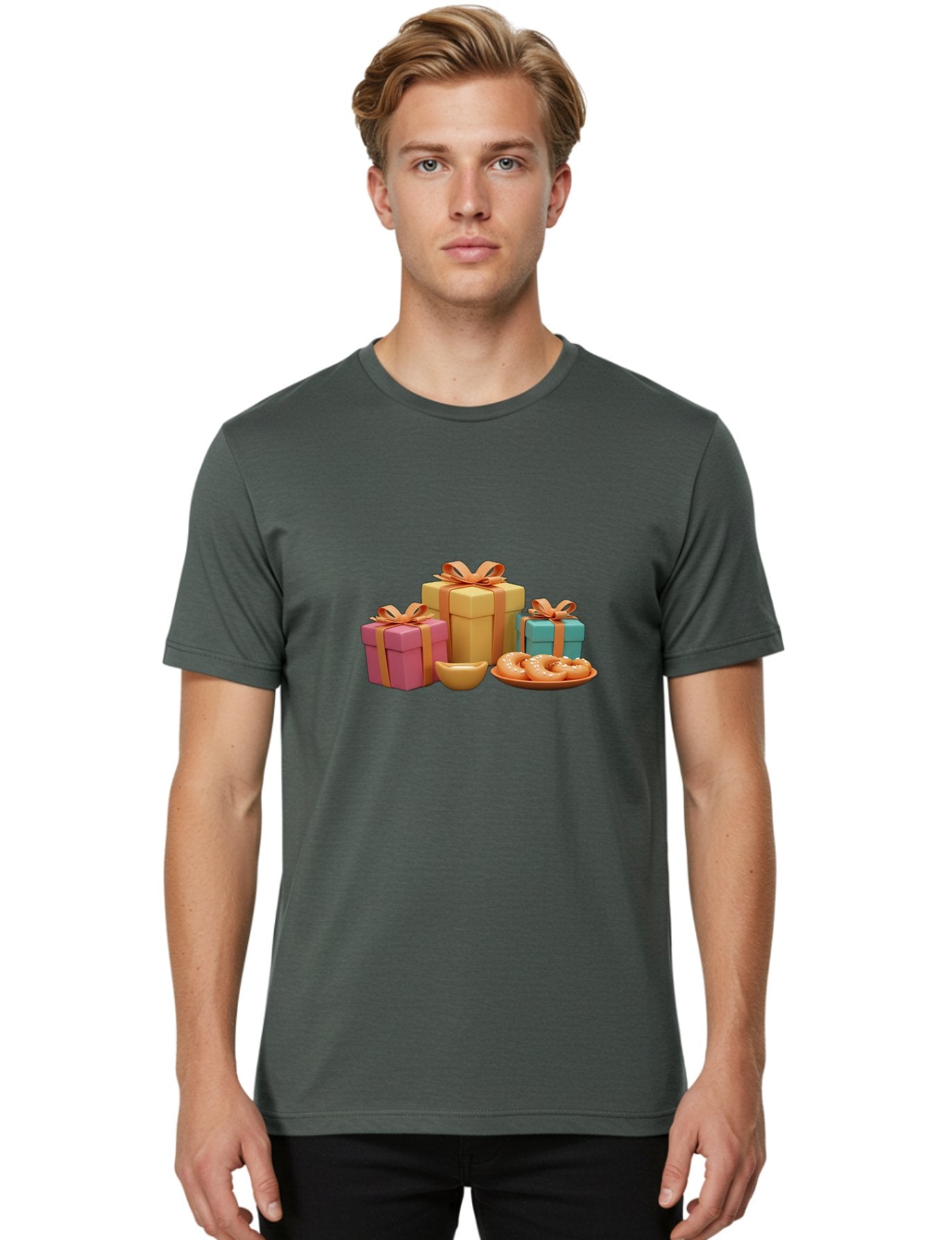 Gifts-And-Donuts Men'S Graphic Tee, 100% Cotton, Comfortable Casual Summer Wear, Machine Washable, Colorful Gift Boxes, Donut Treats, Sweet Delights, Tasty Desserts, Celebratory Gifts, Gift Wrapping, Donut Plate, Glazed Donuts, Sweet Tooth, Bad147 22