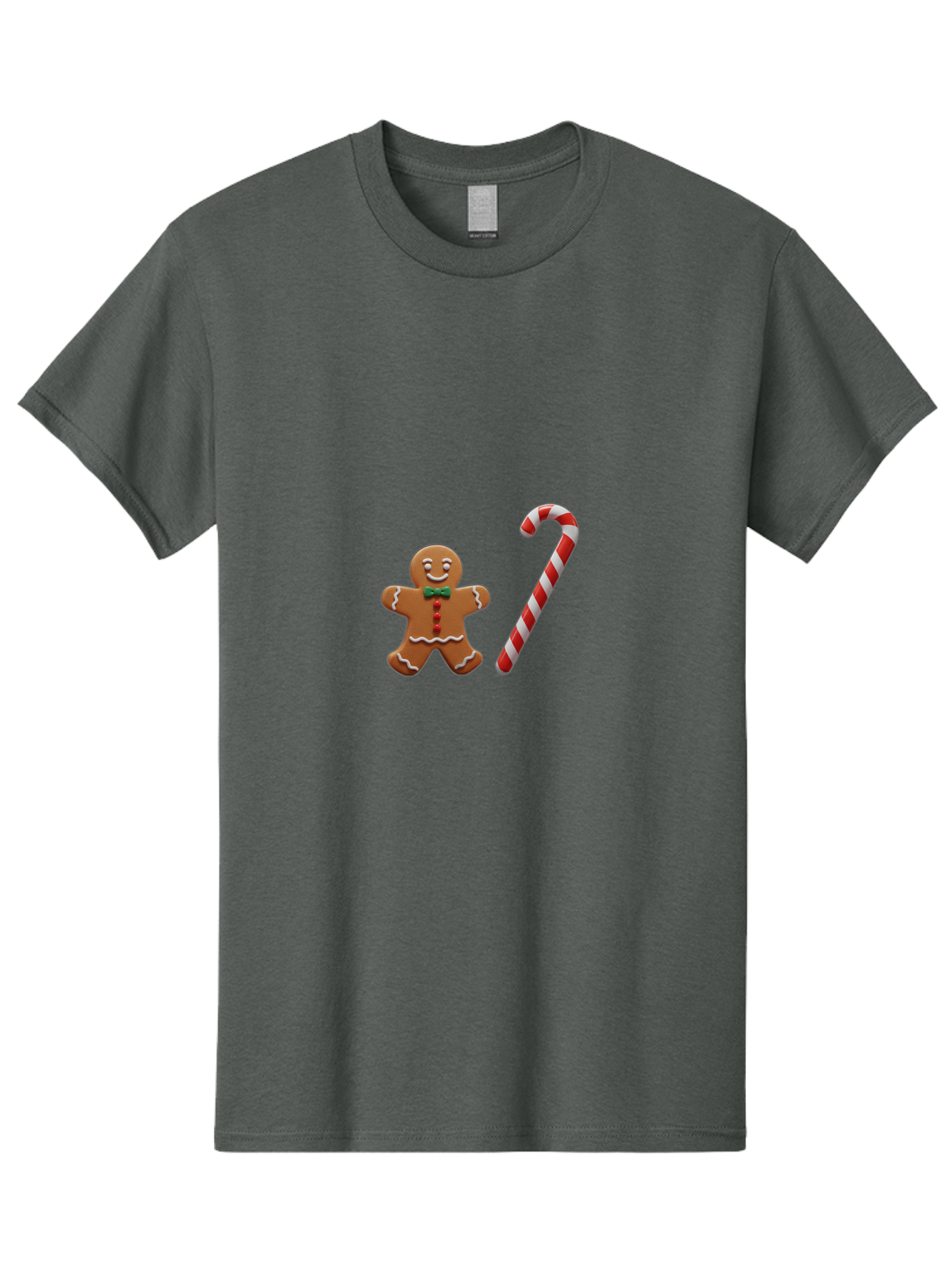 Gingerbread-Man-Candy-Cane Men'S Graphic Tee, 100% Cotton, Comfortable Casual Summer Wear, Machine Washable, Gingerbread Man, Candy Cane, Holiday Treats, Festive Sweets, Christmas Cookie, Red And White, Sweet Delights, Festive Decorations, Bad149 10