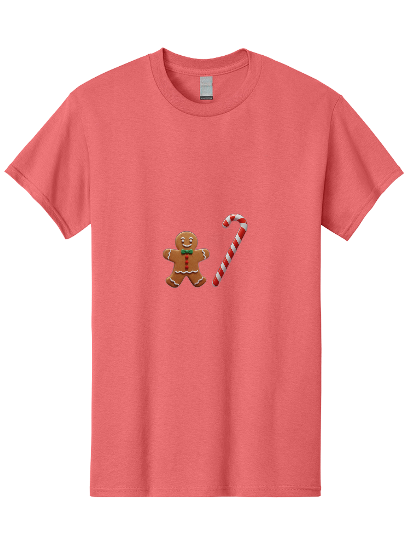 Gingerbread-Man-Candy-Cane Men'S Graphic Tee, 100% Cotton, Comfortable Casual Summer Wear, Machine Washable, Gingerbread Man, Candy Cane, Holiday Treats, Festive Sweets, Christmas Cookie, Red And White, Sweet Delights, Festive Decorations, Bad149 7