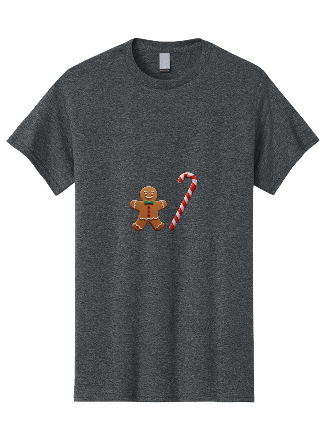 Gingerbread-Man-Candy-Cane Men'S Graphic Tee, 100% Cotton, Comfortable Casual Summer Wear, Machine Washable, Gingerbread Man, Candy Cane, Holiday Treats, Festive Sweets, Christmas Cookie, Red And White, Sweet Delights, Festive Decorations, Bad149 12