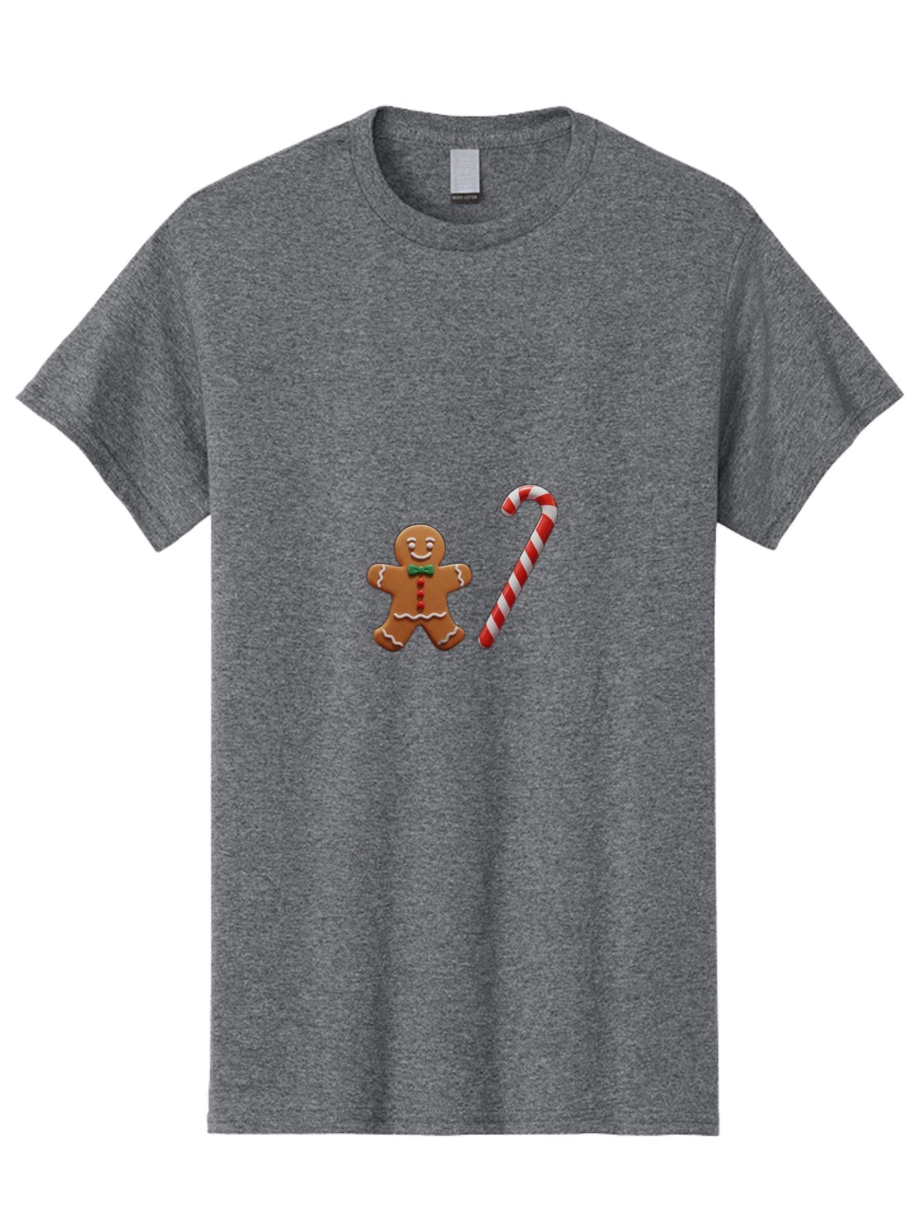 Gingerbread-Man-Candy-Cane Men'S Graphic Tee, 100% Cotton, Comfortable Casual Summer Wear, Machine Washable, Gingerbread Man, Candy Cane, Holiday Treats, Festive Sweets, Christmas Cookie, Red And White, Sweet Delights, Festive Decorations, Bad149 9