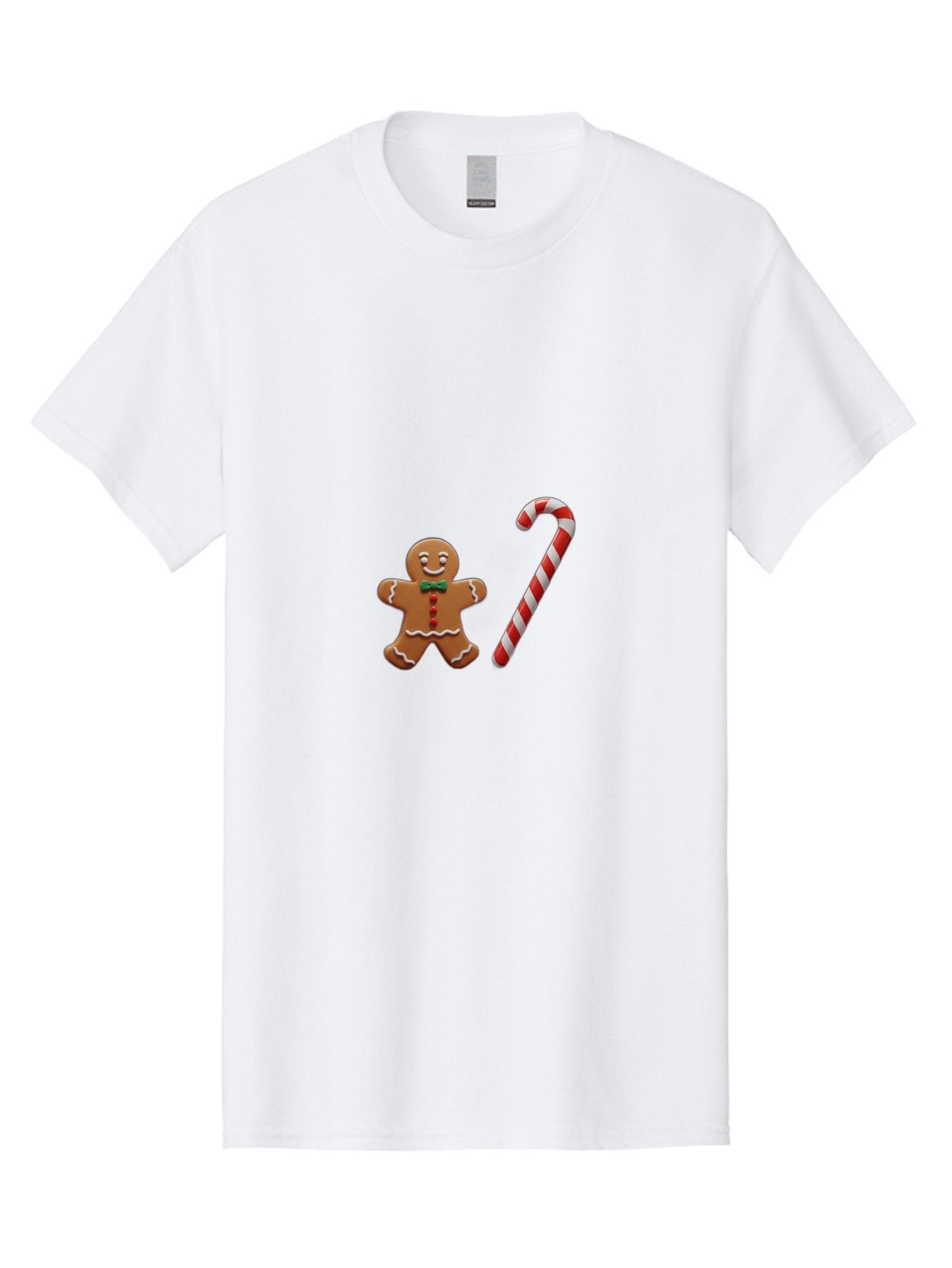 Gingerbread-Man-Candy-Cane Men'S Graphic Tee, 100% Cotton, Comfortable Casual Summer Wear, Machine Washable, Gingerbread Man, Candy Cane, Holiday Treats, Festive Sweets, Christmas Cookie, Red And White, Sweet Delights, Festive Decorations, Bad149 15