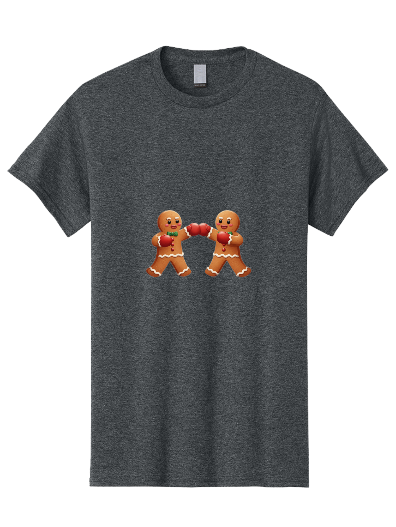 Gingerbread-Men-Boxing Men'S Graphic Tee, 100% Cotton, Comfortable Casual Summer Wear, Machine Washable, Gingerbread Man, Festive Characters, Holiday Treats, Boxing Gloves, Fighting Pose, Christmas Sweets, Baked Goods, Sweet Illustrations, Bad150 11