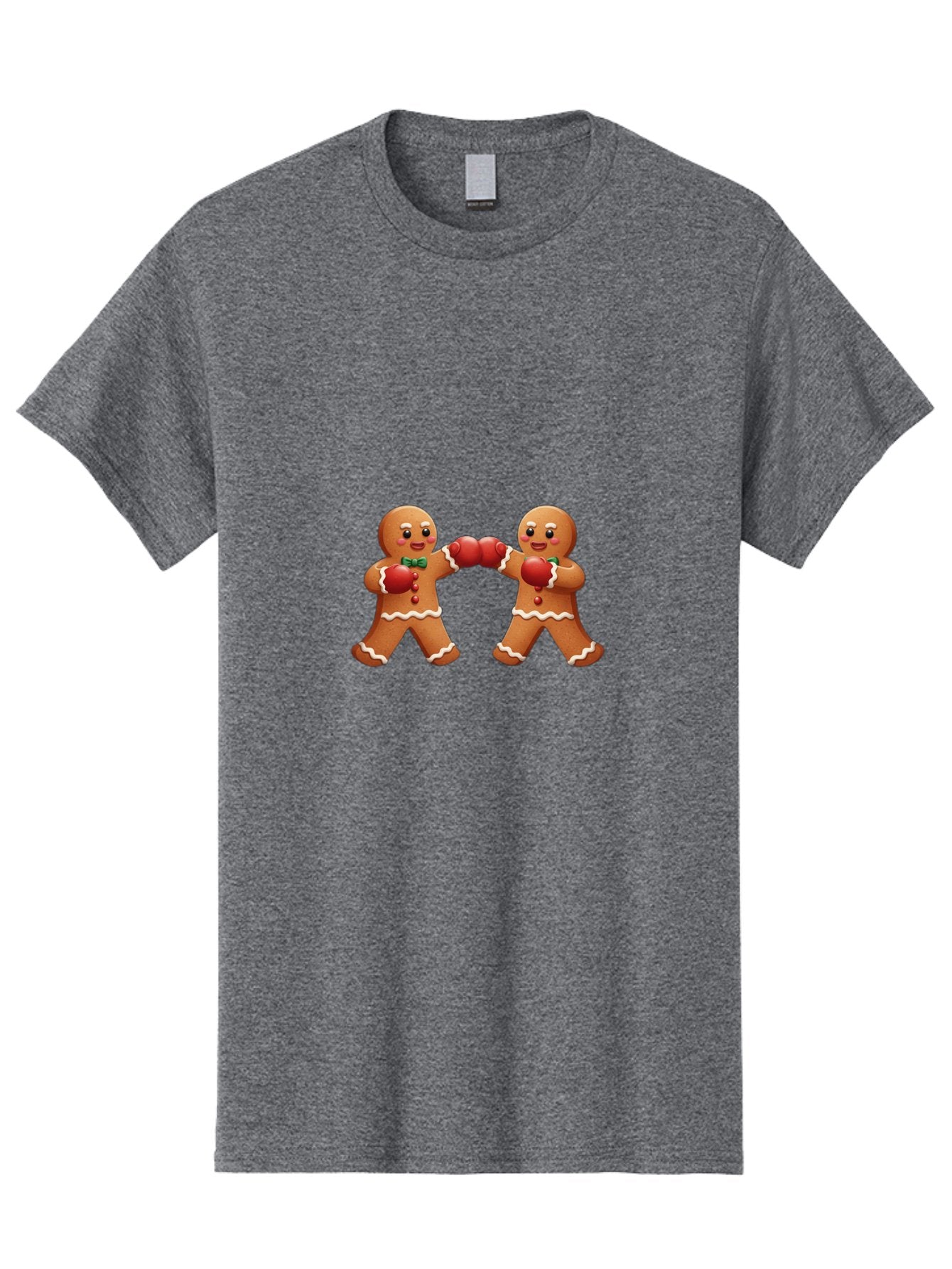 Gingerbread-Men-Boxing Men'S Graphic Tee, 100% Cotton, Comfortable Casual Summer Wear, Machine Washable, Gingerbread Man, Festive Characters, Holiday Treats, Boxing Gloves, Fighting Pose, Christmas Sweets, Baked Goods, Sweet Illustrations, Bad150 7