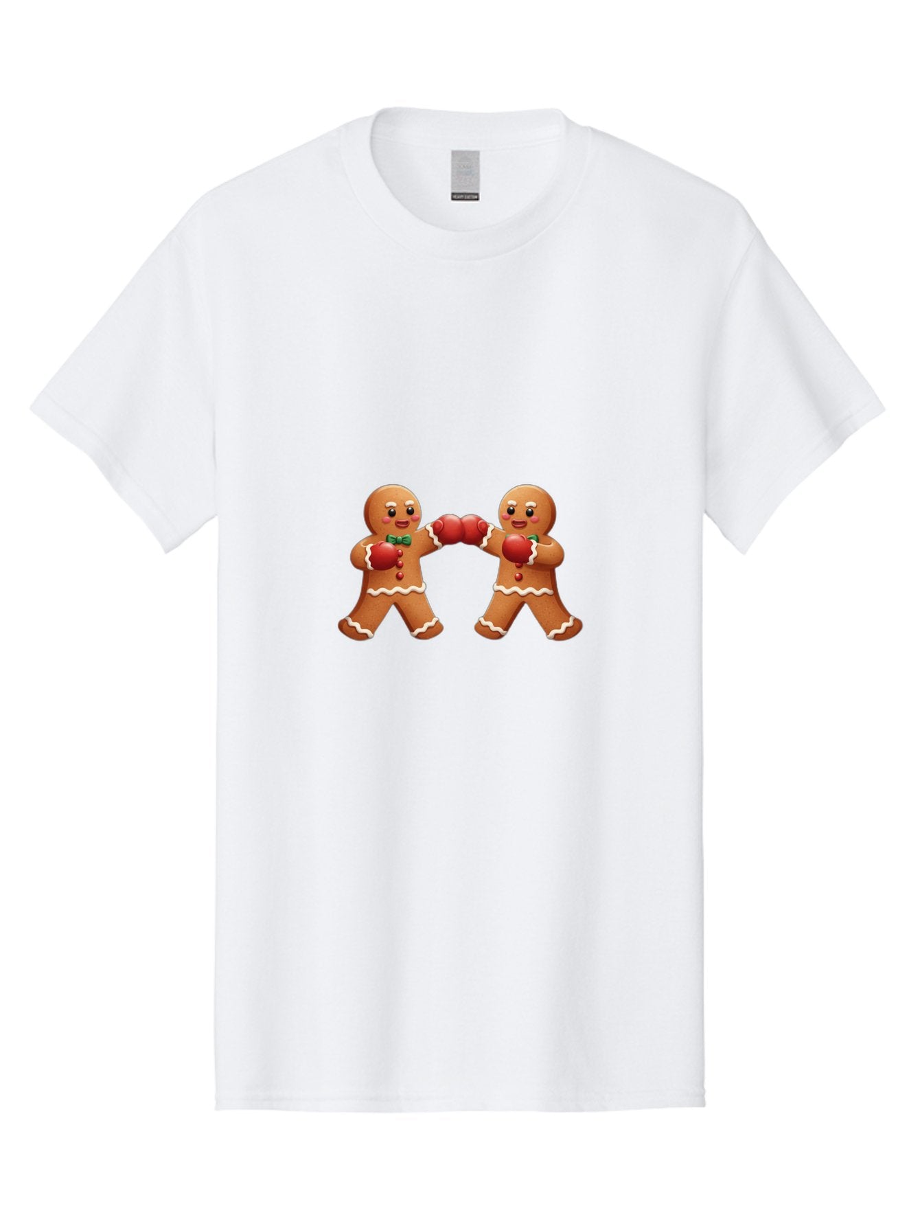 Gingerbread-Men-Boxing Men'S Graphic Tee, 100% Cotton, Comfortable Casual Summer Wear, Machine Washable, Gingerbread Man, Festive Characters, Holiday Treats, Boxing Gloves, Fighting Pose, Christmas Sweets, Baked Goods, Sweet Illustrations, Bad150 15