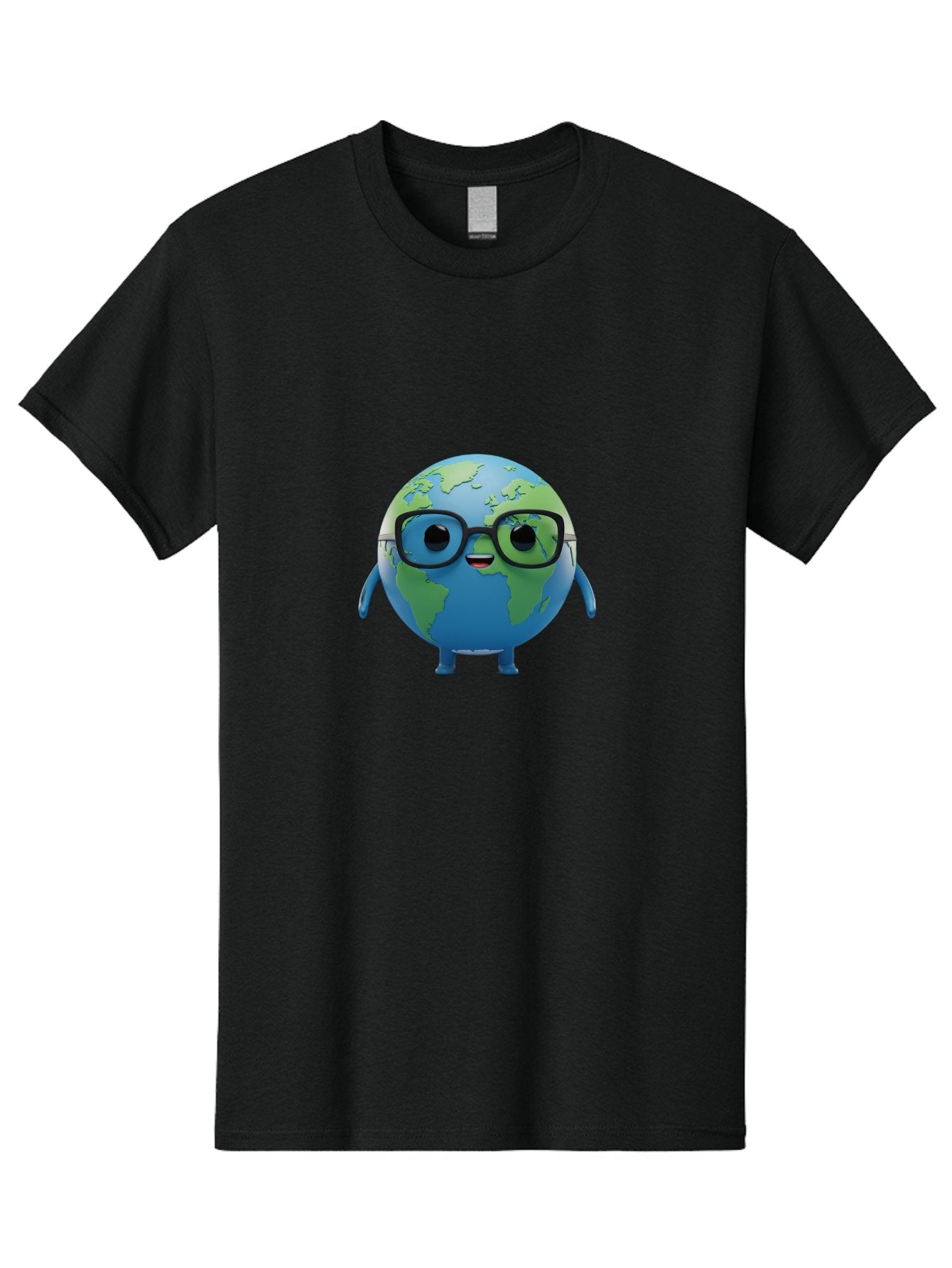 Globe-With-Glasses Men'S Graphic Tee, 100% Cotton, Comfortable Casual Summer Wear, Machine Washable, Cartoon Globe, 3D World Map, Nerdy Planet, Glasses-Wearing Earth, Anthropomorphic Globe, Cute Character Design, Fun Illustration, Bad152 13