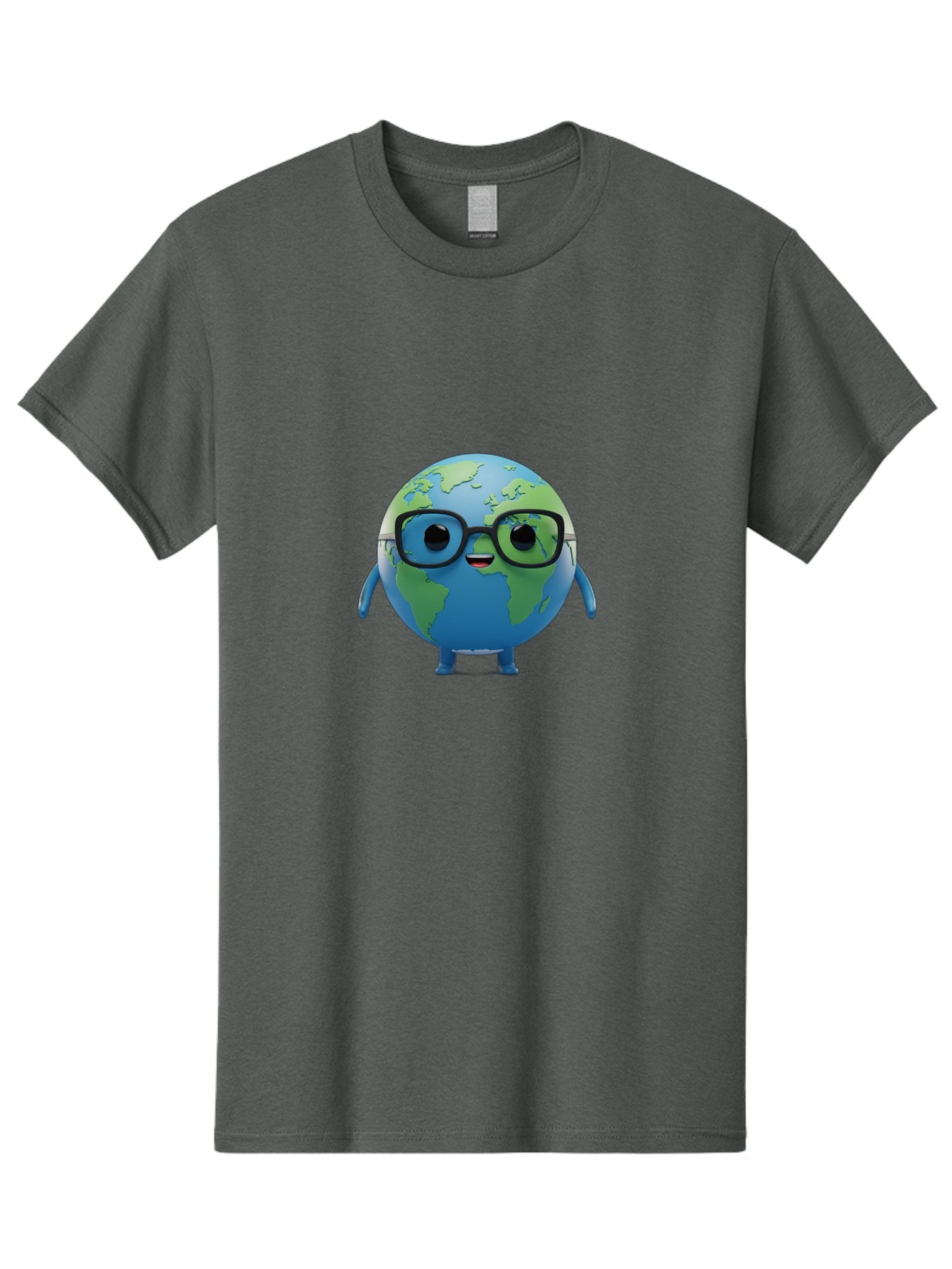 Globe-With-Glasses Men'S Graphic Tee, 100% Cotton, Comfortable Casual Summer Wear, Machine Washable, Cartoon Globe, 3D World Map, Nerdy Planet, Glasses-Wearing Earth, Anthropomorphic Globe, Cute Character Design, Fun Illustration, Bad152 14