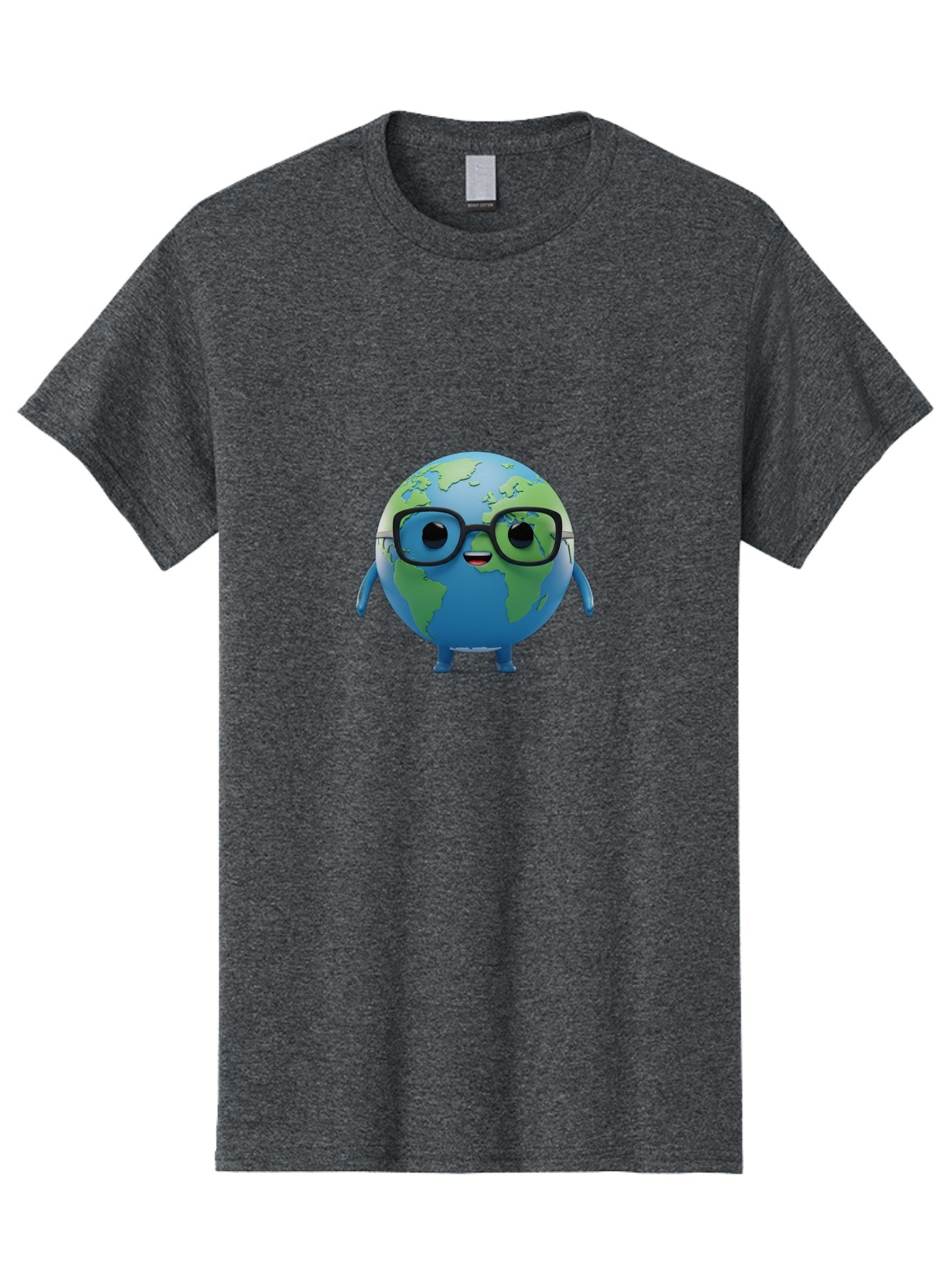 Globe-With-Glasses Men'S Graphic Tee, 100% Cotton, Comfortable Casual Summer Wear, Machine Washable, Cartoon Globe, 3D World Map, Nerdy Planet, Glasses-Wearing Earth, Anthropomorphic Globe, Cute Character Design, Fun Illustration, Bad152 9