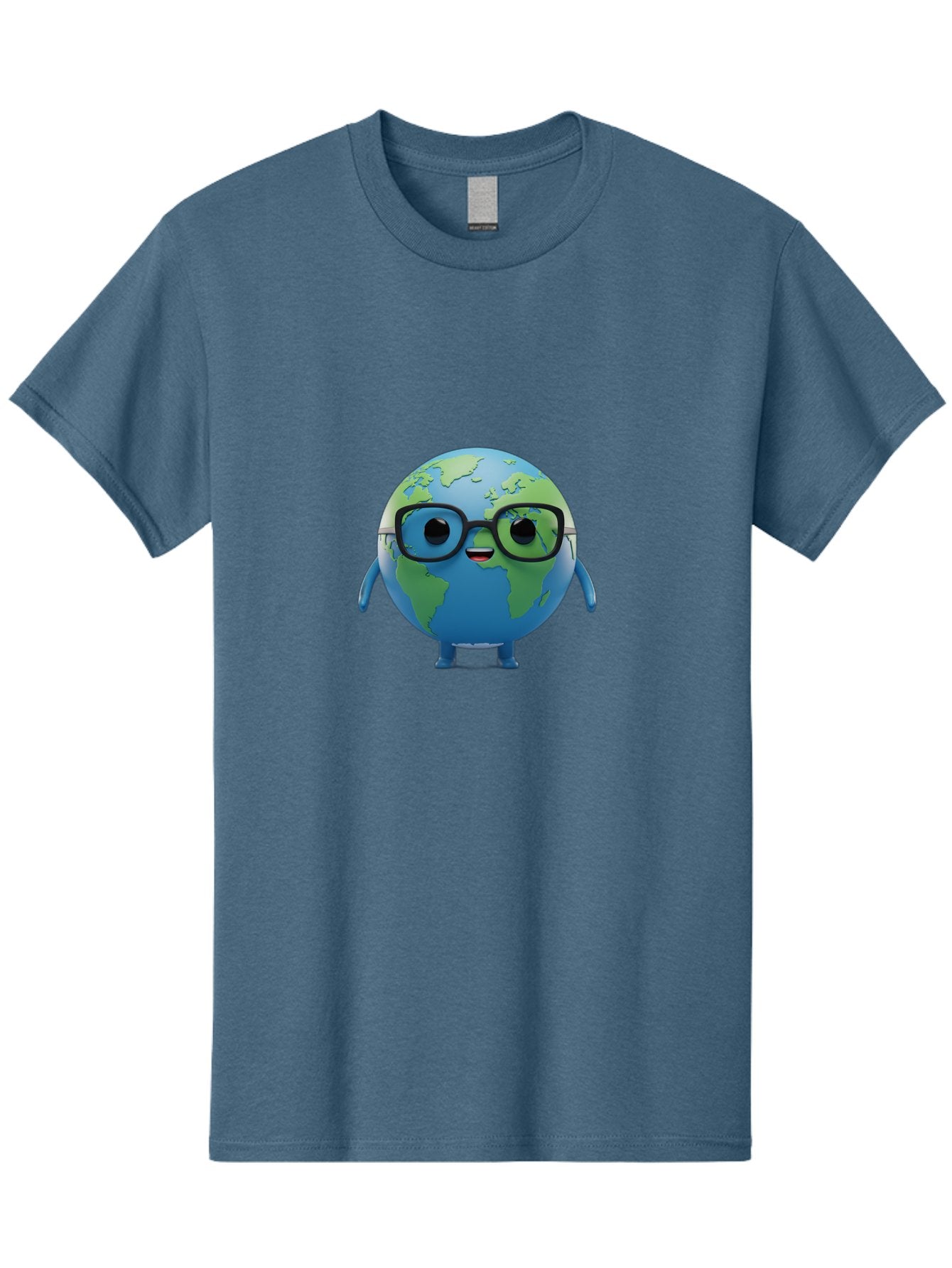 Globe-With-Glasses Men'S Graphic Tee, 100% Cotton, Comfortable Casual Summer Wear, Machine Washable, Cartoon Globe, 3D World Map, Nerdy Planet, Glasses-Wearing Earth, Anthropomorphic Globe, Cute Character Design, Fun Illustration, Bad152 11