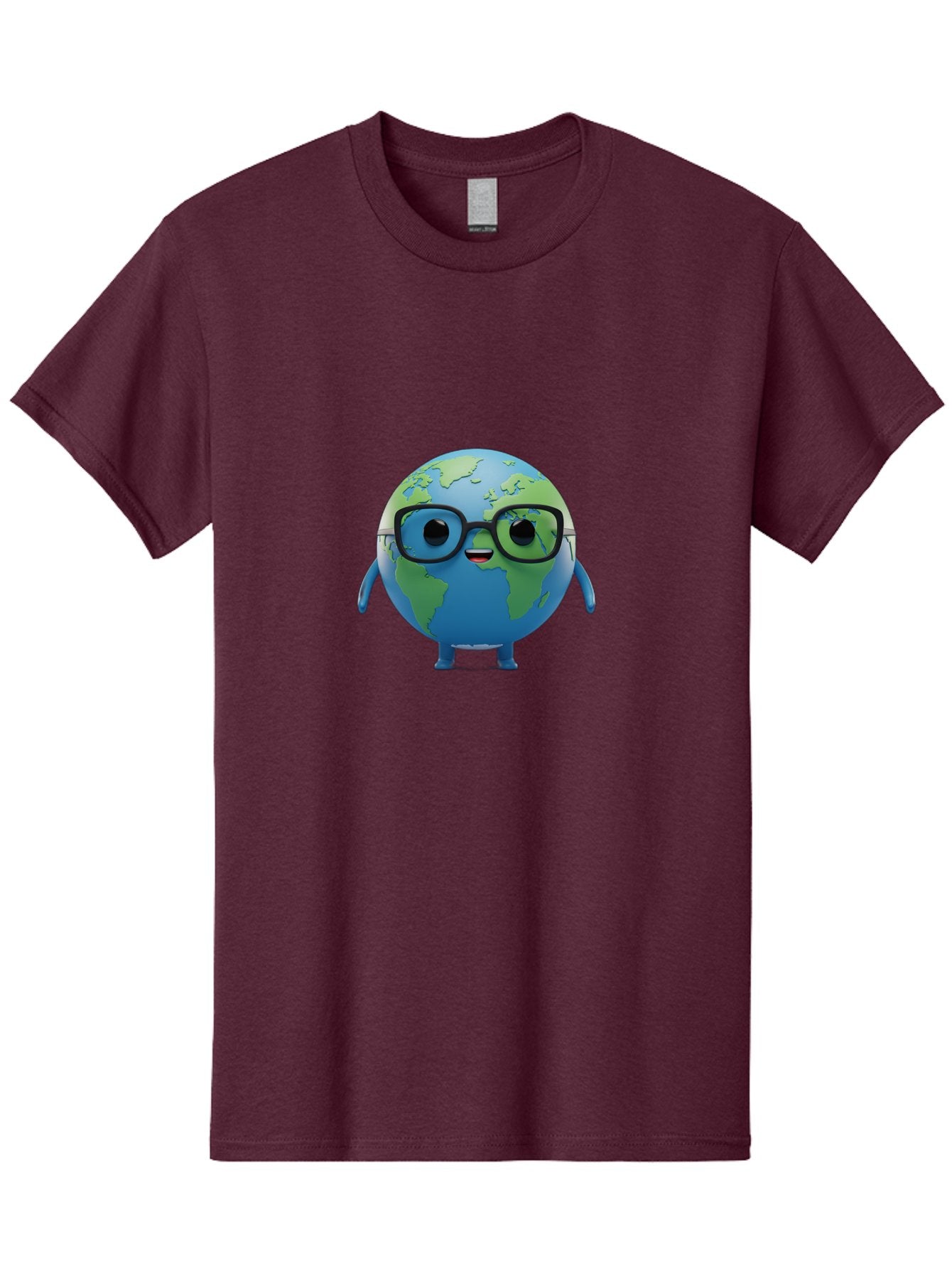 Globe-With-Glasses Men'S Graphic Tee, 100% Cotton, Comfortable Casual Summer Wear, Machine Washable, Cartoon Globe, 3D World Map, Nerdy Planet, Glasses-Wearing Earth, Anthropomorphic Globe, Cute Character Design, Fun Illustration, Bad152 12