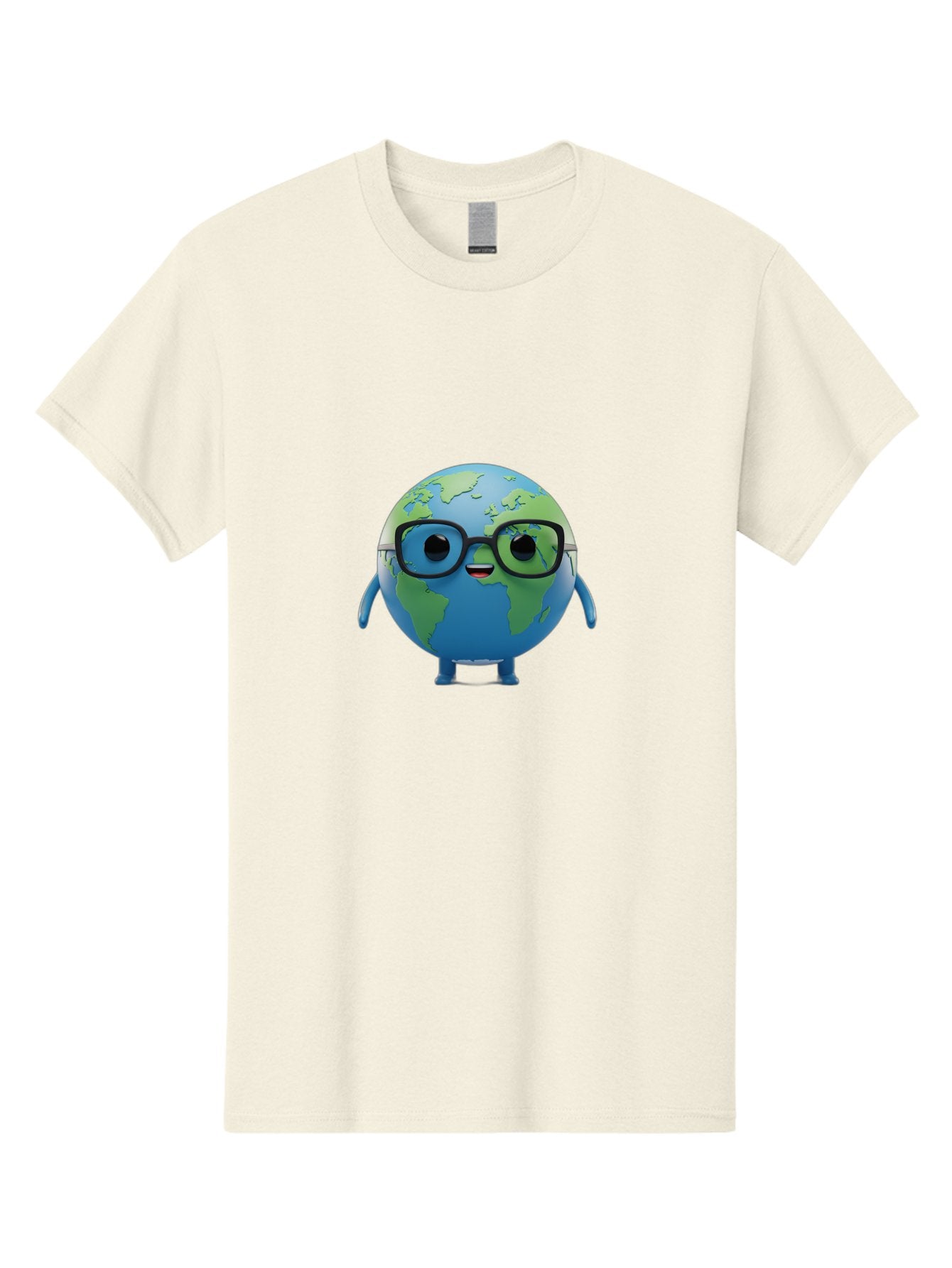 Globe-With-Glasses Men'S Graphic Tee, 100% Cotton, Comfortable Casual Summer Wear, Machine Washable, Cartoon Globe, 3D World Map, Nerdy Planet, Glasses-Wearing Earth, Anthropomorphic Globe, Cute Character Design, Fun Illustration, Bad152 8