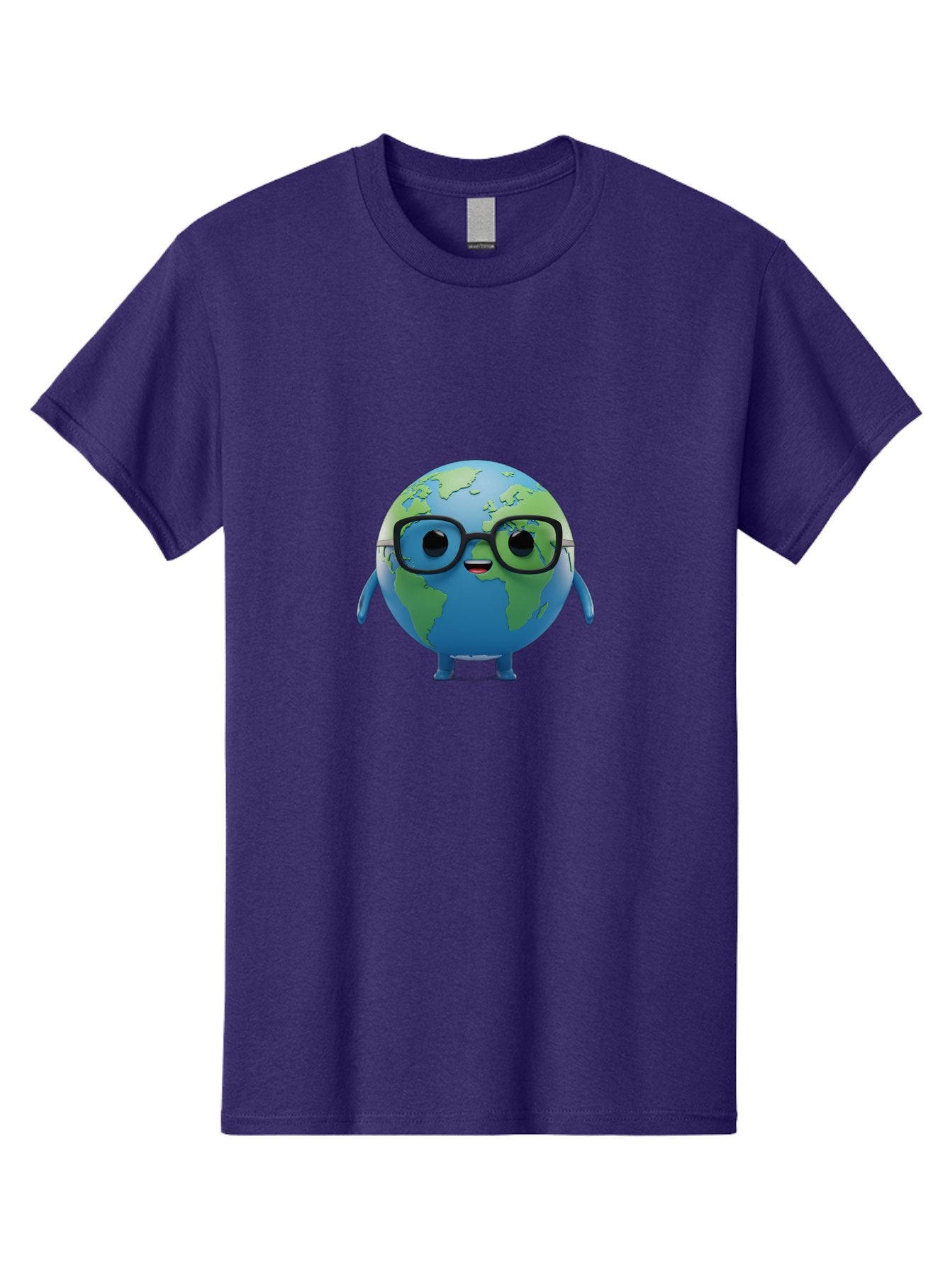 Globe-With-Glasses Men'S Graphic Tee, 100% Cotton, Comfortable Casual Summer Wear, Machine Washable, Cartoon Globe, 3D World Map, Nerdy Planet, Glasses-Wearing Earth, Anthropomorphic Globe, Cute Character Design, Fun Illustration, Bad152 7