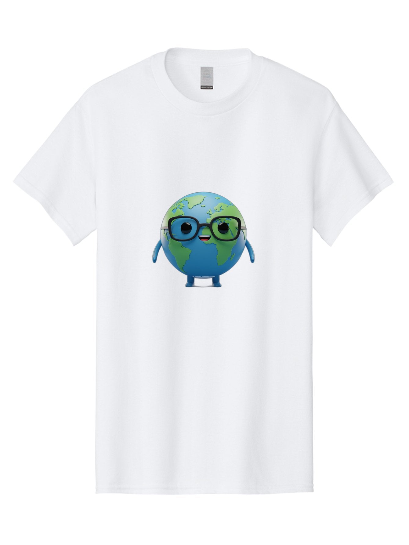 Globe-With-Glasses Men'S Graphic Tee, 100% Cotton, Comfortable Casual Summer Wear, Machine Washable, Cartoon Globe, 3D World Map, Nerdy Planet, Glasses-Wearing Earth, Anthropomorphic Globe, Cute Character Design, Fun Illustration, Bad152 15