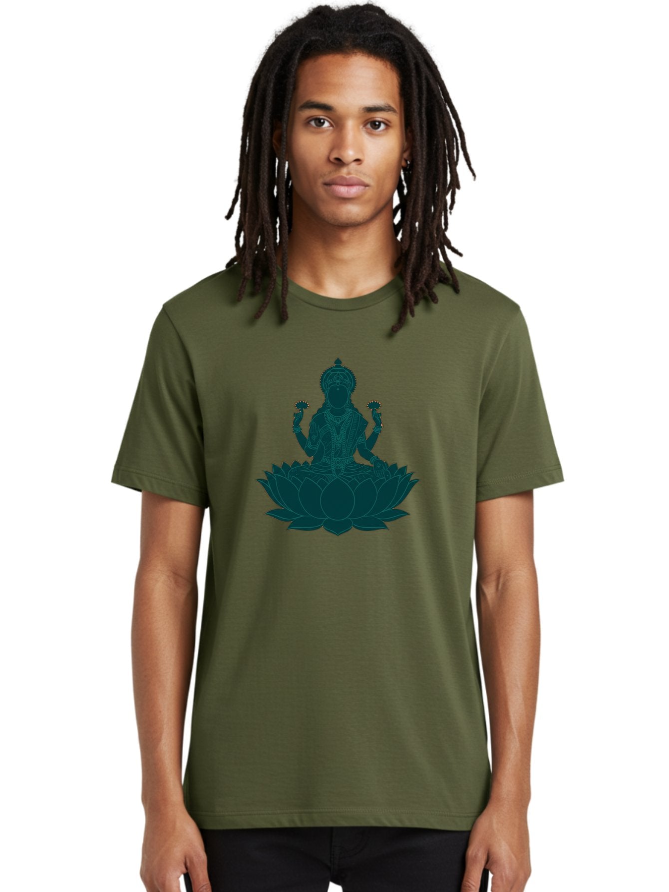 Goddess-Lakshmi Men'S Graphic Tee, 100% Cotton, Comfortable Casual Summer Wear, Machine Washable, Goddess Lakshmi, Lotus Flower, Spiritual Symbolism, Hindu Mythology, Sacred Geometry, Peaceful Pose, Sacred Lotus, Divine Energy, Prosperity, Bad154 29
