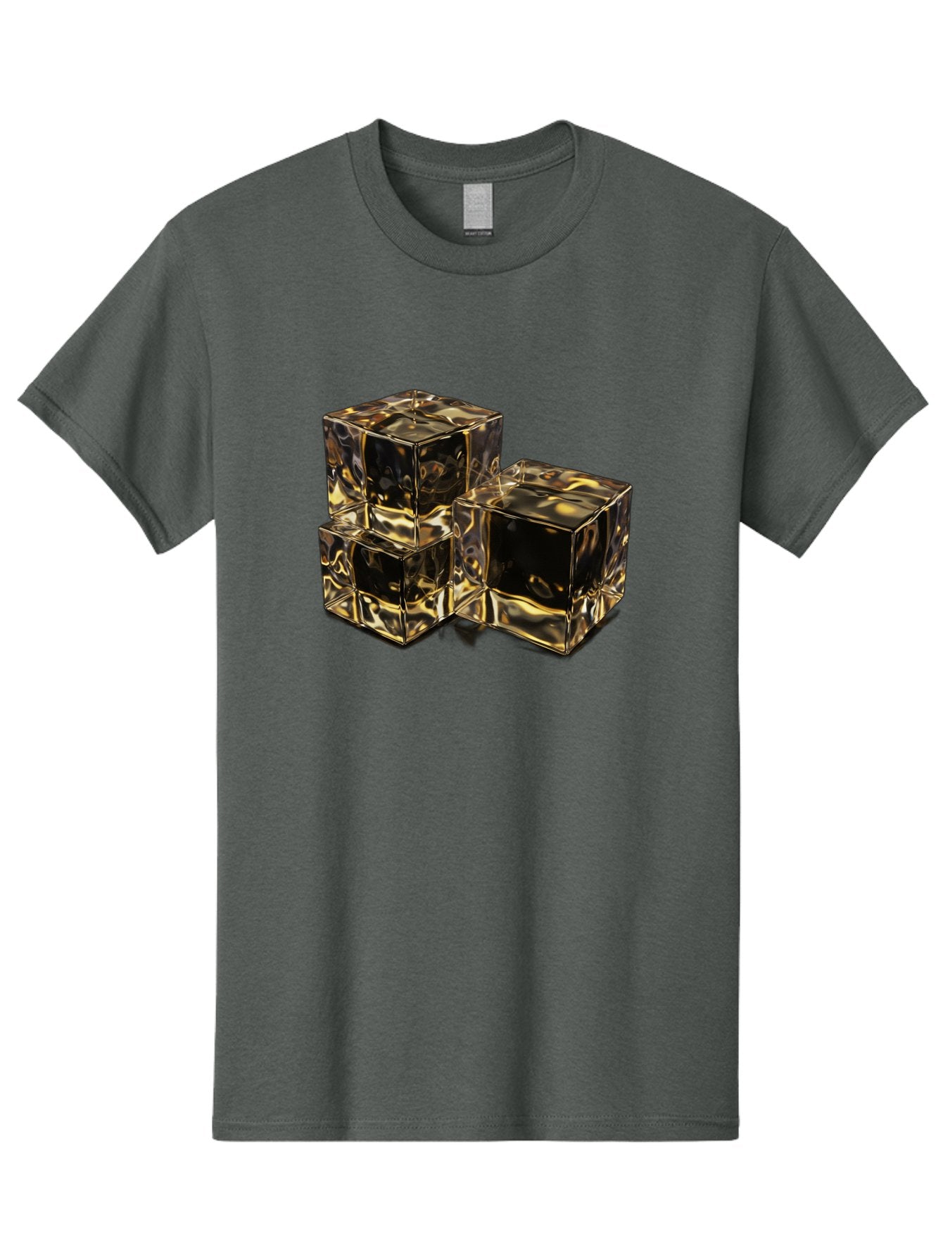 Gold-Cubes Men'S Graphic Tee, 100% Cotton, Comfortable Casual Summer Wear, Machine Washable, Glass Cubes, Reflective Surface, Abstract Art, Modern Design, Geometric Shapes, Transparent Objects, Luxury Feel, Contemporary Aesthetics Bad155 12