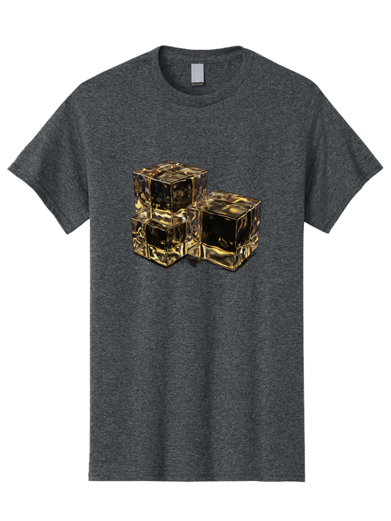 Gold-Cubes Men'S Graphic Tee, 100% Cotton, Comfortable Casual Summer Wear, Machine Washable, Glass Cubes, Reflective Surface, Abstract Art, Modern Design, Geometric Shapes, Transparent Objects, Luxury Feel, Contemporary Aesthetics Bad155 13