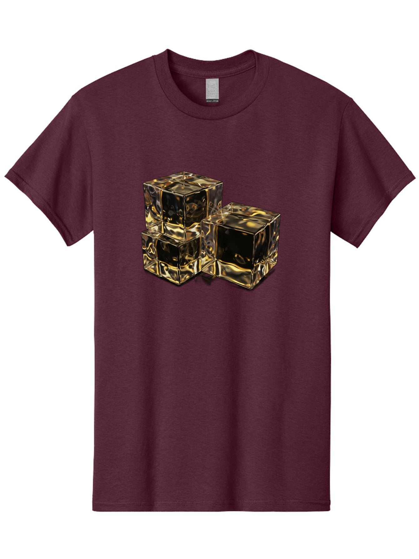 Gold-Cubes Men'S Graphic Tee, 100% Cotton, Comfortable Casual Summer Wear, Machine Washable, Glass Cubes, Reflective Surface, Abstract Art, Modern Design, Geometric Shapes, Transparent Objects, Luxury Feel, Contemporary Aesthetics Bad155 11