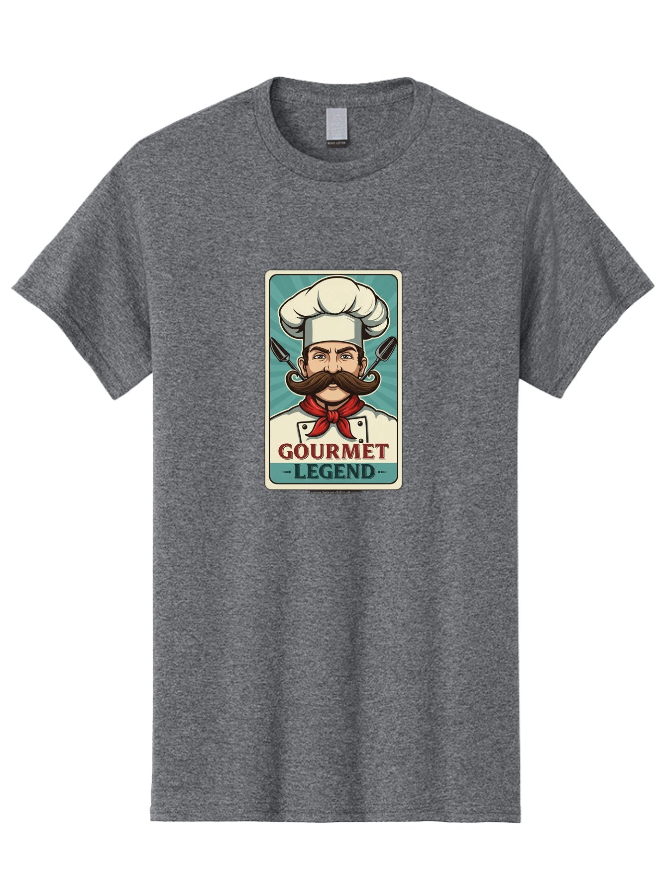 Gourmet-Legend Men'S Graphic Tee, 100% Cotton, Comfortable Casual Summer Wear, Machine Washable, Cartoon Chef, Luxury Cuisine, Fine Dining, Gourmet Food, Chef'S Hat, Red Bandana, Curved Mustache, Kitchen Knives, Gourmet Legend, Culinary Art Bad161 14