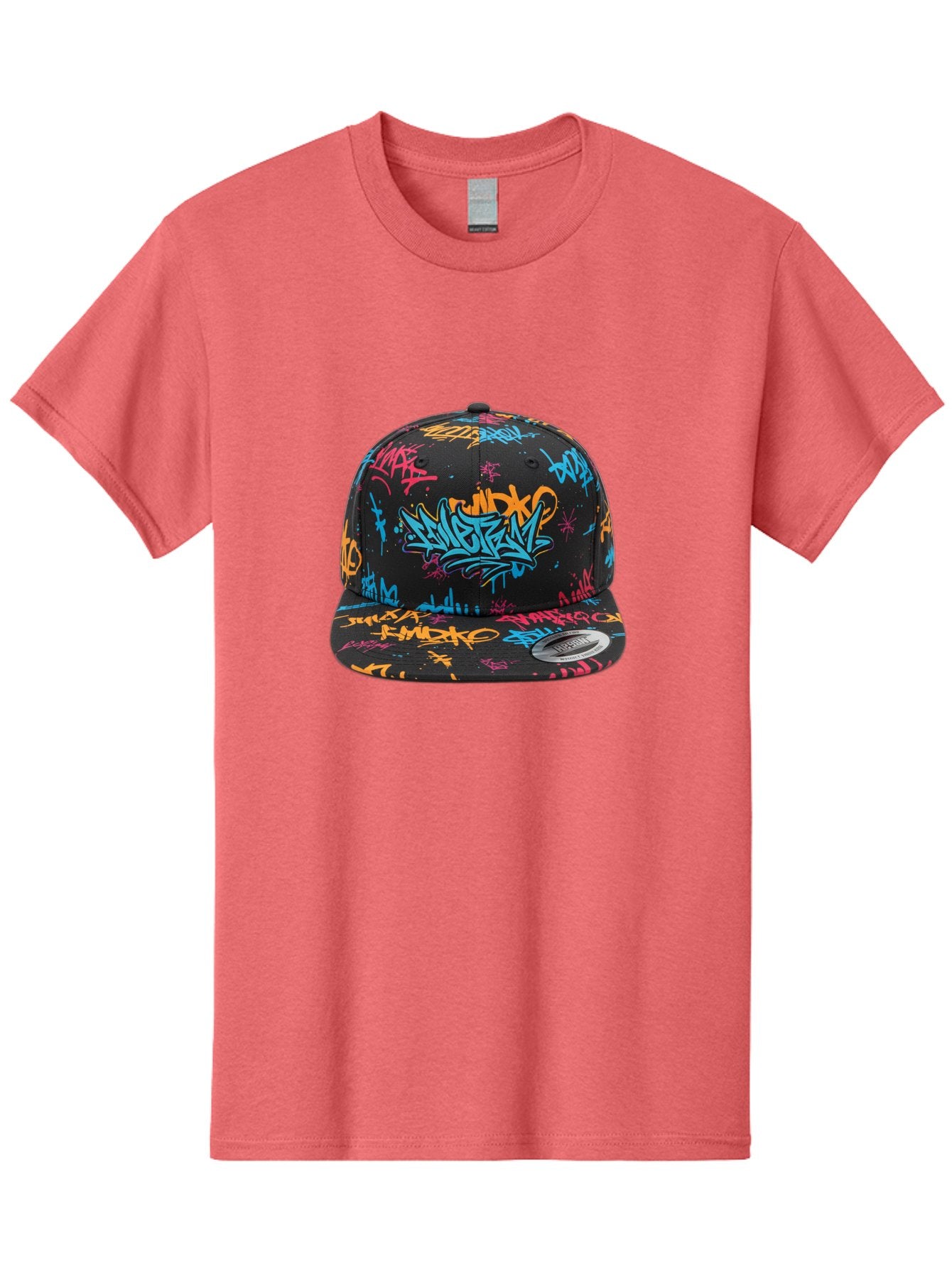 Graffiti-Snapback Men'S Graphic Tee, 100% Cotton, Comfortable Casual Summer Wear, Machine Washable, Graffiti Cap, Urban Style, Streetwear Fashion, Black Baseball Cap, Colorful Graffiti, Bold Design, Trendy Accessory, New Era Cap, Custom Hat, Bad166 15