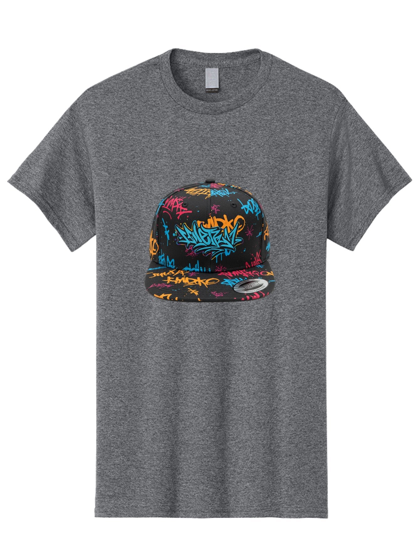 Graffiti-Snapback Men'S Graphic Tee, 100% Cotton, Comfortable Casual Summer Wear, Machine Washable, Graffiti Cap, Urban Style, Streetwear Fashion, Black Baseball Cap, Colorful Graffiti, Bold Design, Trendy Accessory, New Era Cap, Custom Hat, Bad166 13