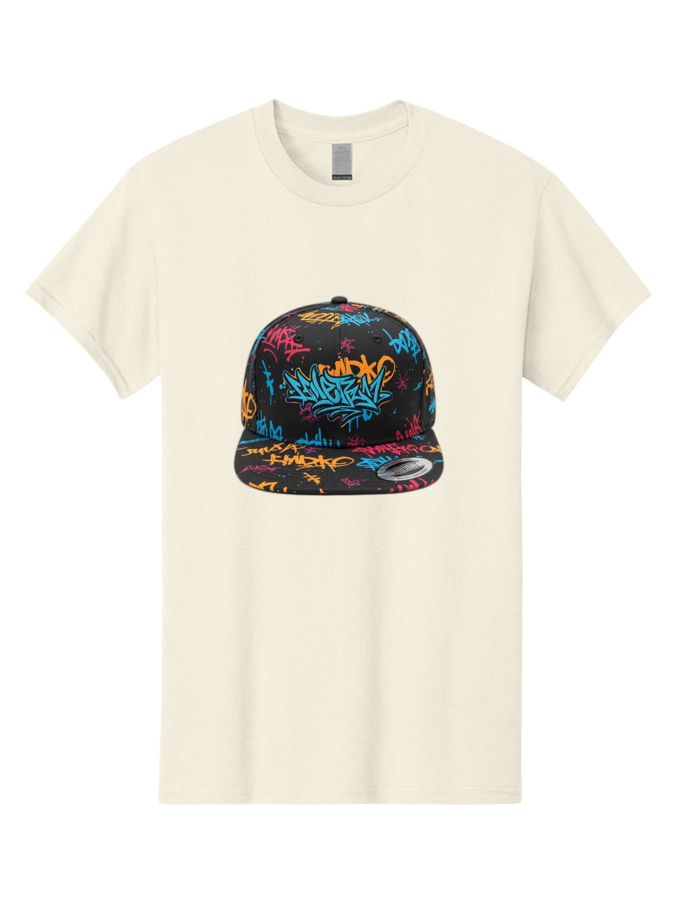 Graffiti-Snapback Men'S Graphic Tee, 100% Cotton, Comfortable Casual Summer Wear, Machine Washable, Graffiti Cap, Urban Style, Streetwear Fashion, Black Baseball Cap, Colorful Graffiti, Bold Design, Trendy Accessory, New Era Cap, Custom Hat, Bad166 4