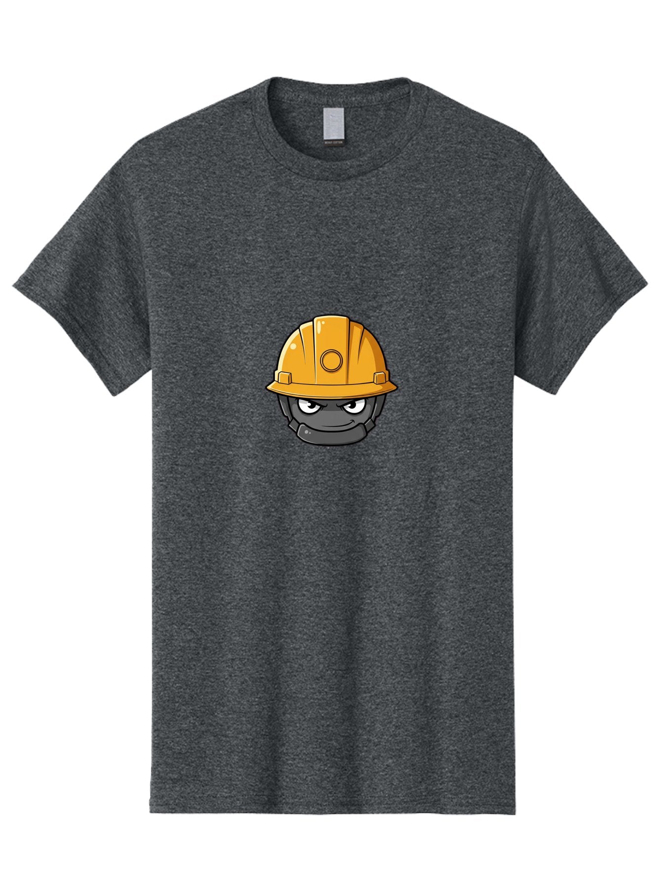 Gray-Character-In-Orange-Hard-Hat Men'S Graphic Tee, 100% Cotton, Comfortable Casual Summer Wear, Machine Washable, Construction Worker, Hard Hat, Yellow Helmet, Menacing Face, Construction Site, Laborer, Worker, Industry, Safety Gear, Bad168 12