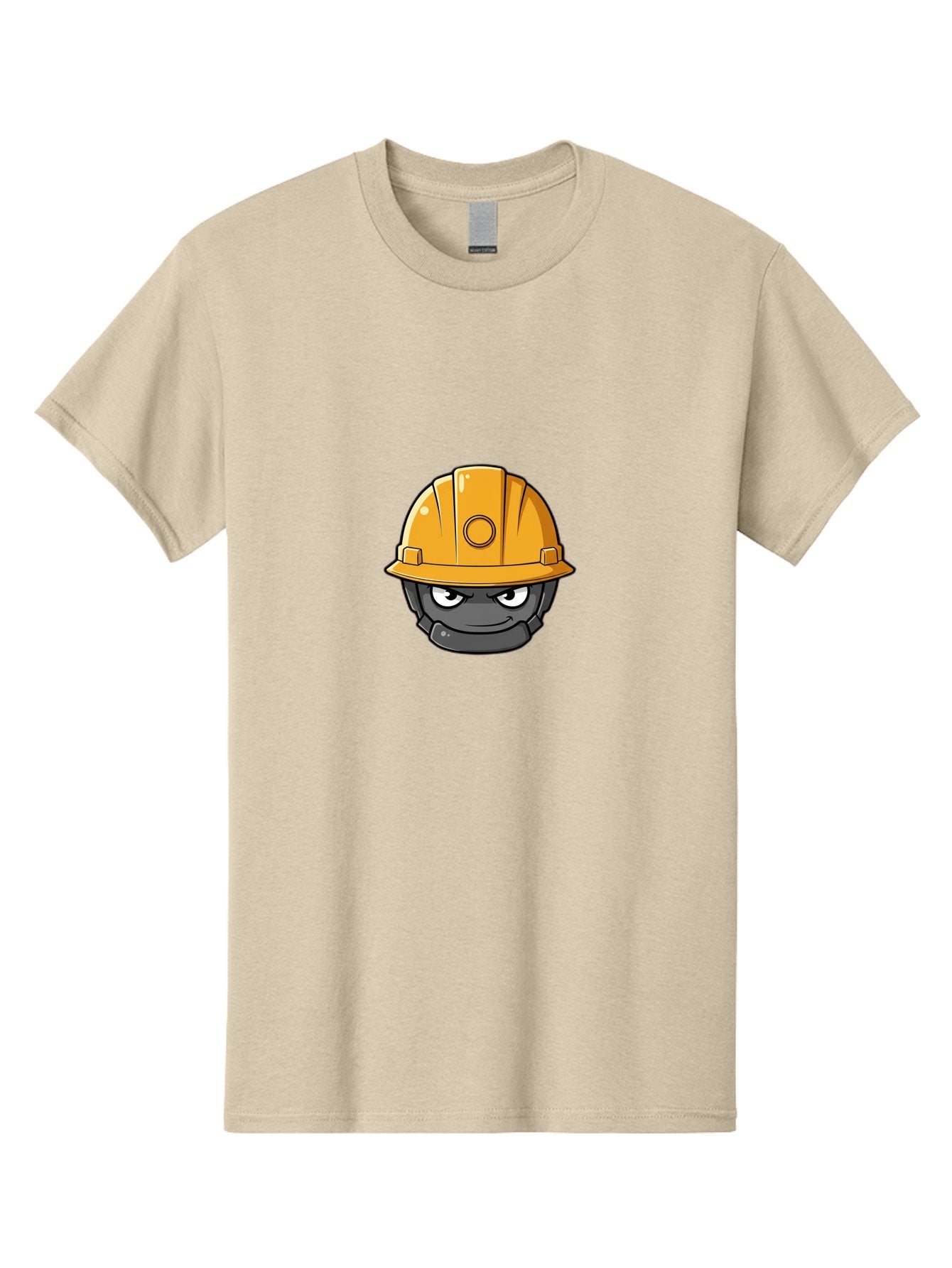 Gray-Character-In-Orange-Hard-Hat Men'S Graphic Tee, 100% Cotton, Comfortable Casual Summer Wear, Machine Washable, Construction Worker, Hard Hat, Yellow Helmet, Menacing Face, Construction Site, Laborer, Worker, Industry, Safety Gear, Bad168 11