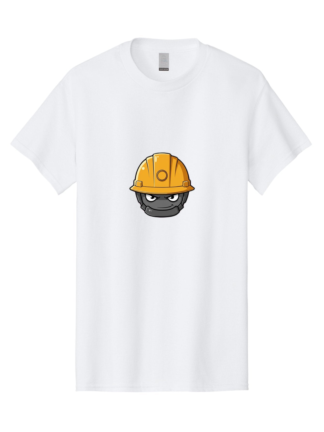 Gray-Character-In-Orange-Hard-Hat Men'S Graphic Tee, 100% Cotton, Comfortable Casual Summer Wear, Machine Washable, Construction Worker, Hard Hat, Yellow Helmet, Menacing Face, Construction Site, Laborer, Worker, Industry, Safety Gear, Bad168 9