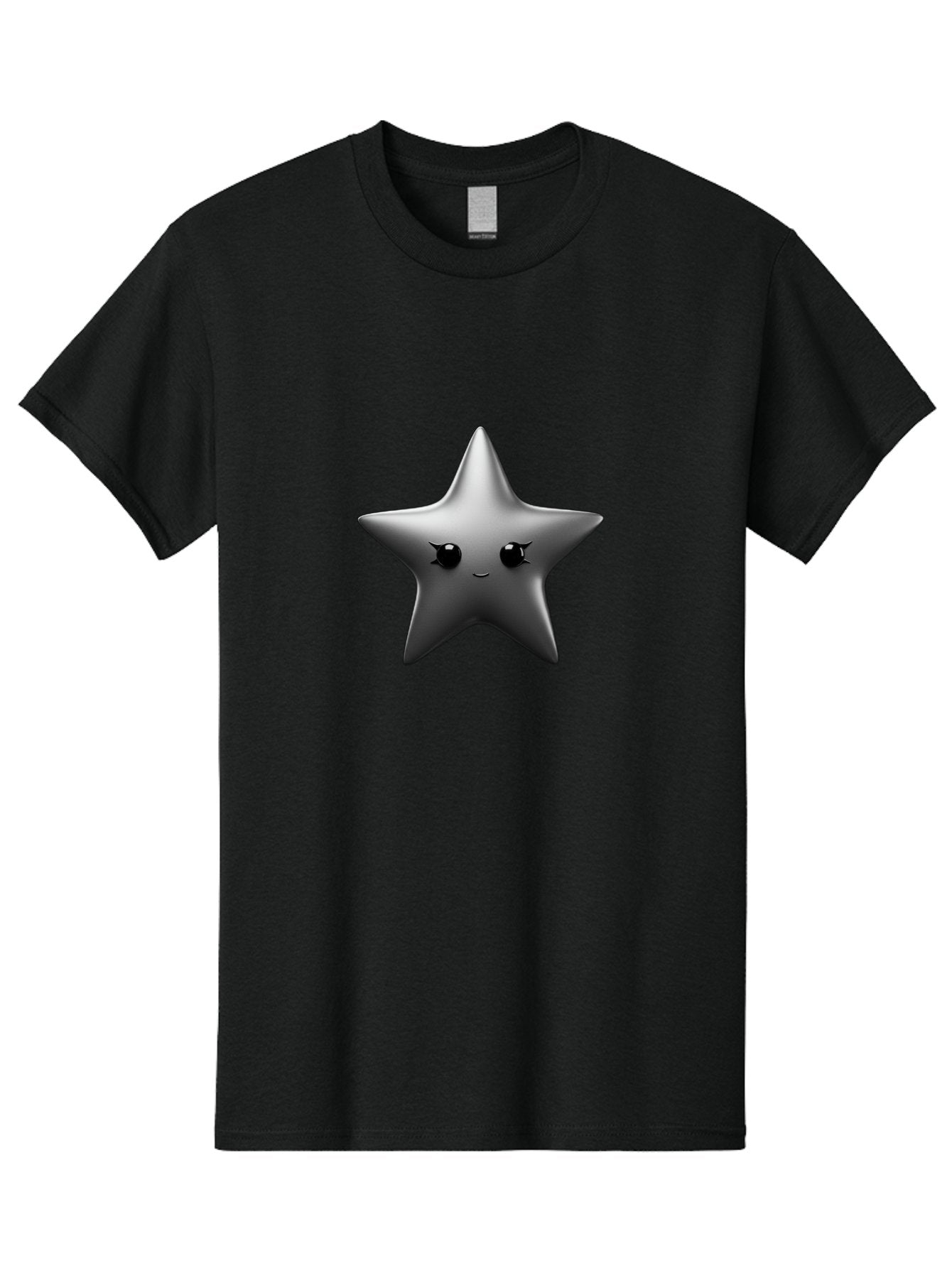 Grey-Star Men'S Graphic Tee, 100% Cotton, Comfortable Casual Summer Wear, Machine Washable, Cartoon Star, Silver Star, Cute Star, Feminine Face, Shiny, Glossy, Adorable, Charming, Whimsical, Fantasy Bad169 3