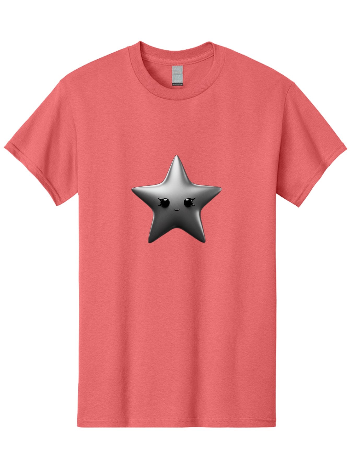 Grey-Star Men'S Graphic Tee, 100% Cotton, Comfortable Casual Summer Wear, Machine Washable, Cartoon Star, Silver Star, Cute Star, Feminine Face, Shiny, Glossy, Adorable, Charming, Whimsical, Fantasy Bad169 6