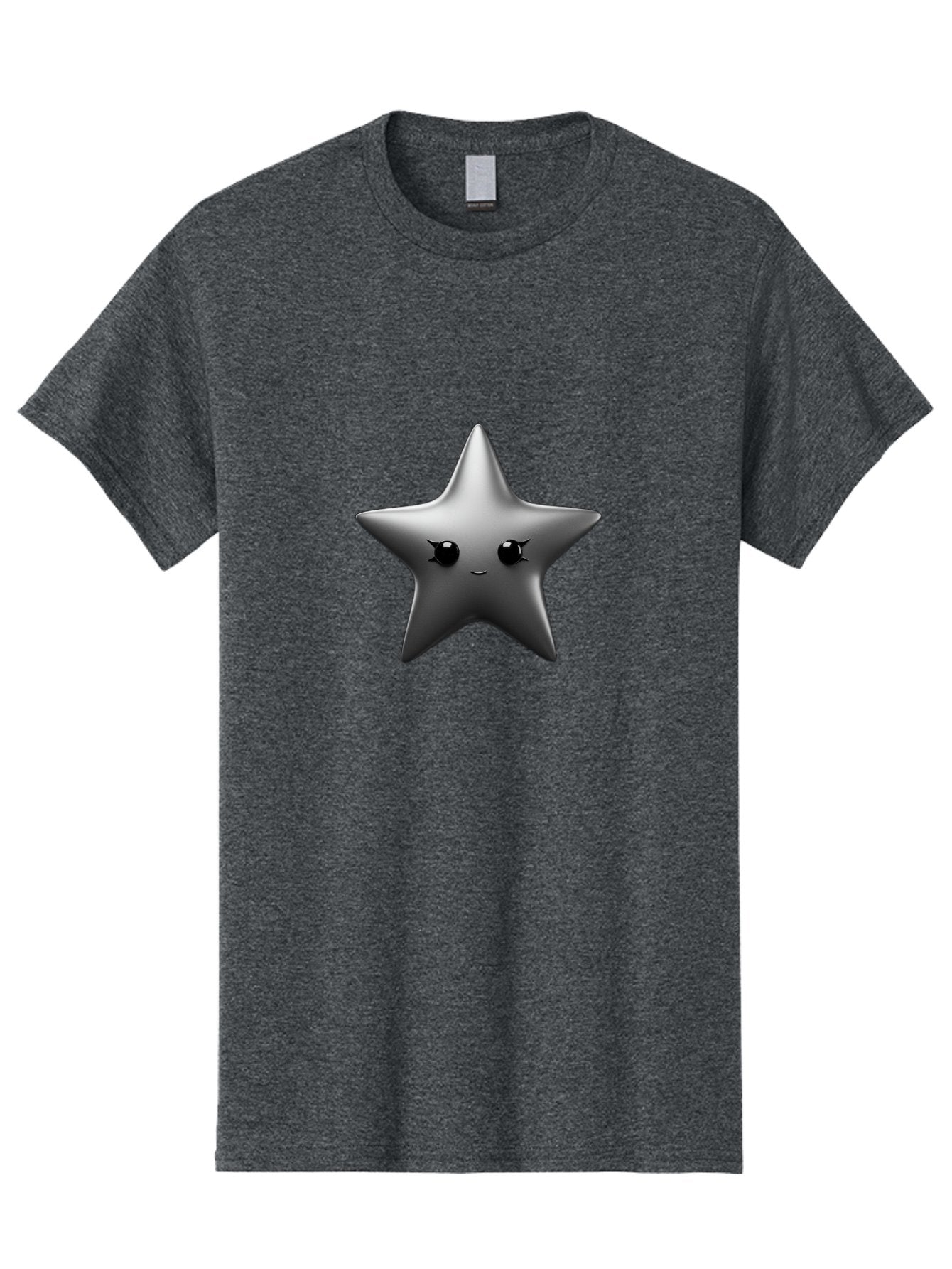 Grey-Star Men'S Graphic Tee, 100% Cotton, Comfortable Casual Summer Wear, Machine Washable, Cartoon Star, Silver Star, Cute Star, Feminine Face, Shiny, Glossy, Adorable, Charming, Whimsical, Fantasy Bad169 10