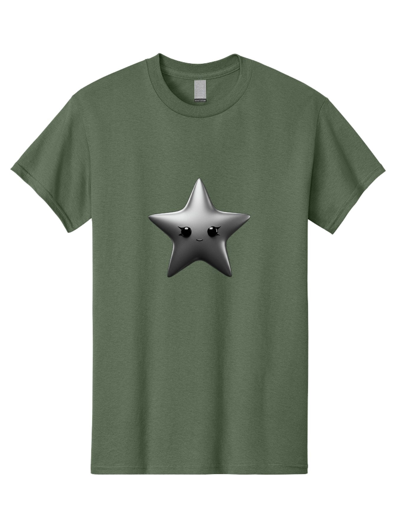 Grey-Star Men'S Graphic Tee, 100% Cotton, Comfortable Casual Summer Wear, Machine Washable, Cartoon Star, Silver Star, Cute Star, Feminine Face, Shiny, Glossy, Adorable, Charming, Whimsical, Fantasy Bad169 8