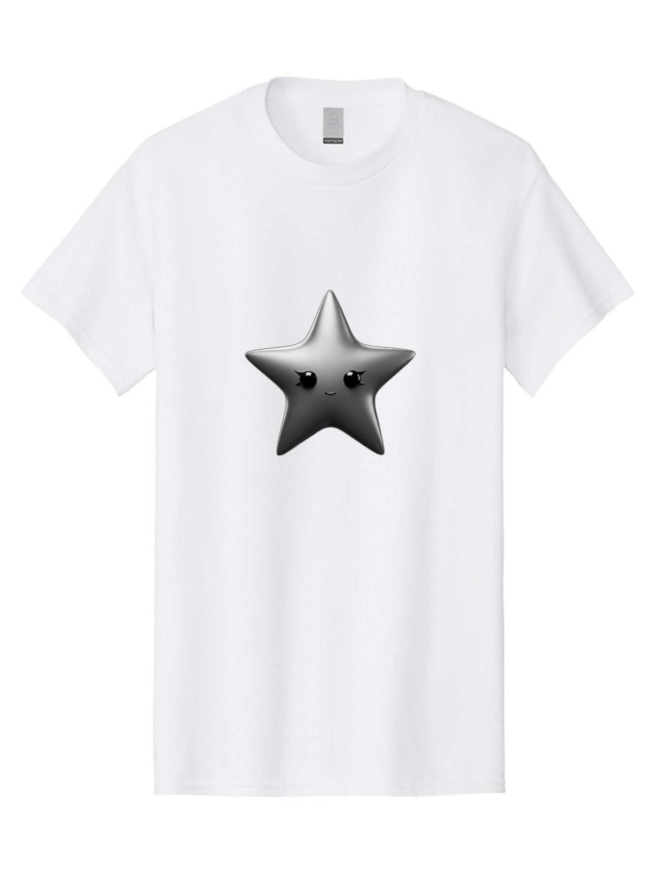 Grey-Star Men'S Graphic Tee, 100% Cotton, Comfortable Casual Summer Wear, Machine Washable, Cartoon Star, Silver Star, Cute Star, Feminine Face, Shiny, Glossy, Adorable, Charming, Whimsical, Fantasy Bad169 4