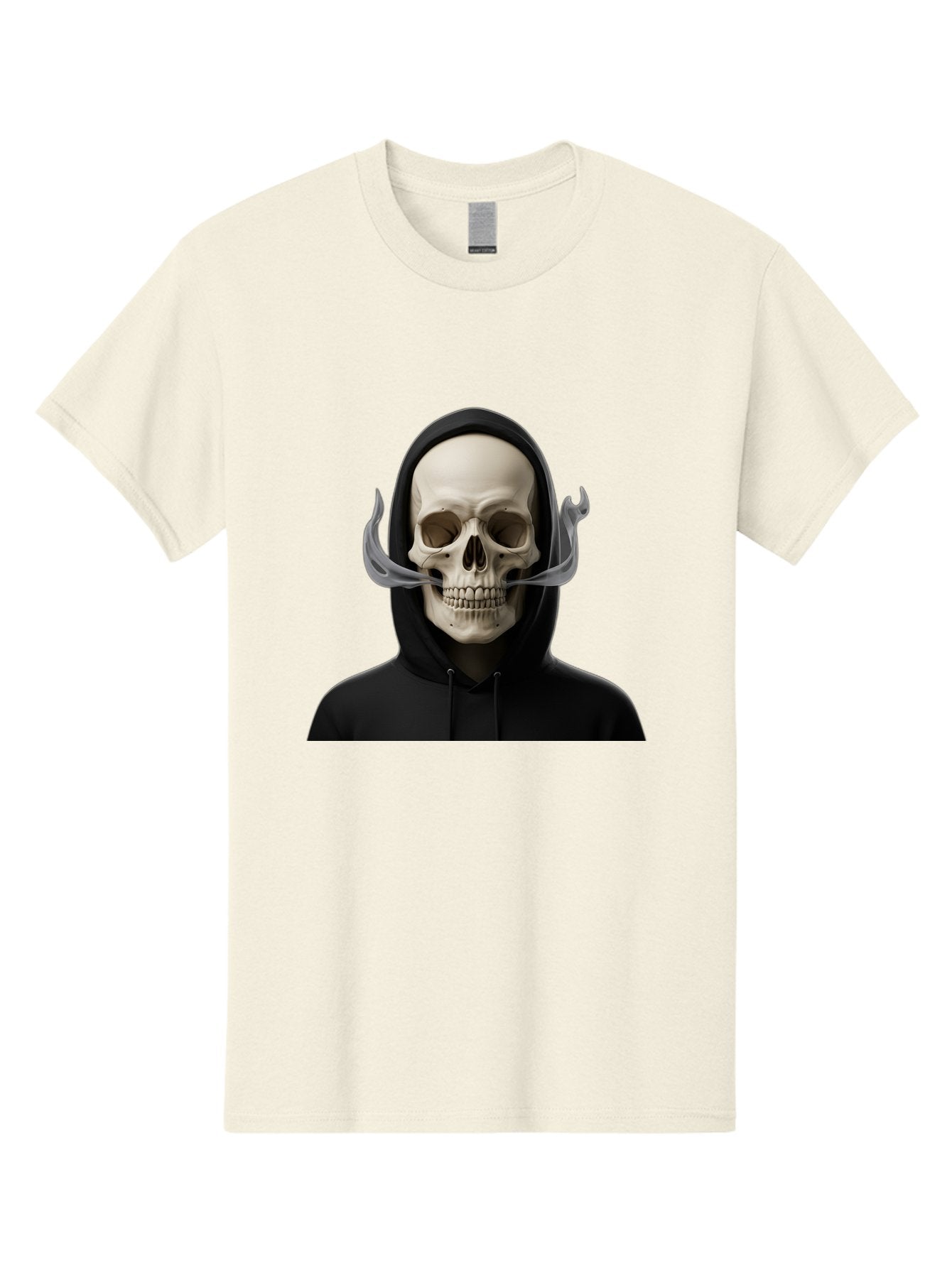 Grim-Reaper-Skull Men'S Graphic Tee, 100% Cotton, Comfortable Casual Summer Wear, Machine Washable, Skull Wearing Hoodie, Ghostly Figure, Surreal Art, Mystical Creature, Dark Fantasy, Eerie Atmosphere, Gothic Style, Mysterious Entity, Bad170 14