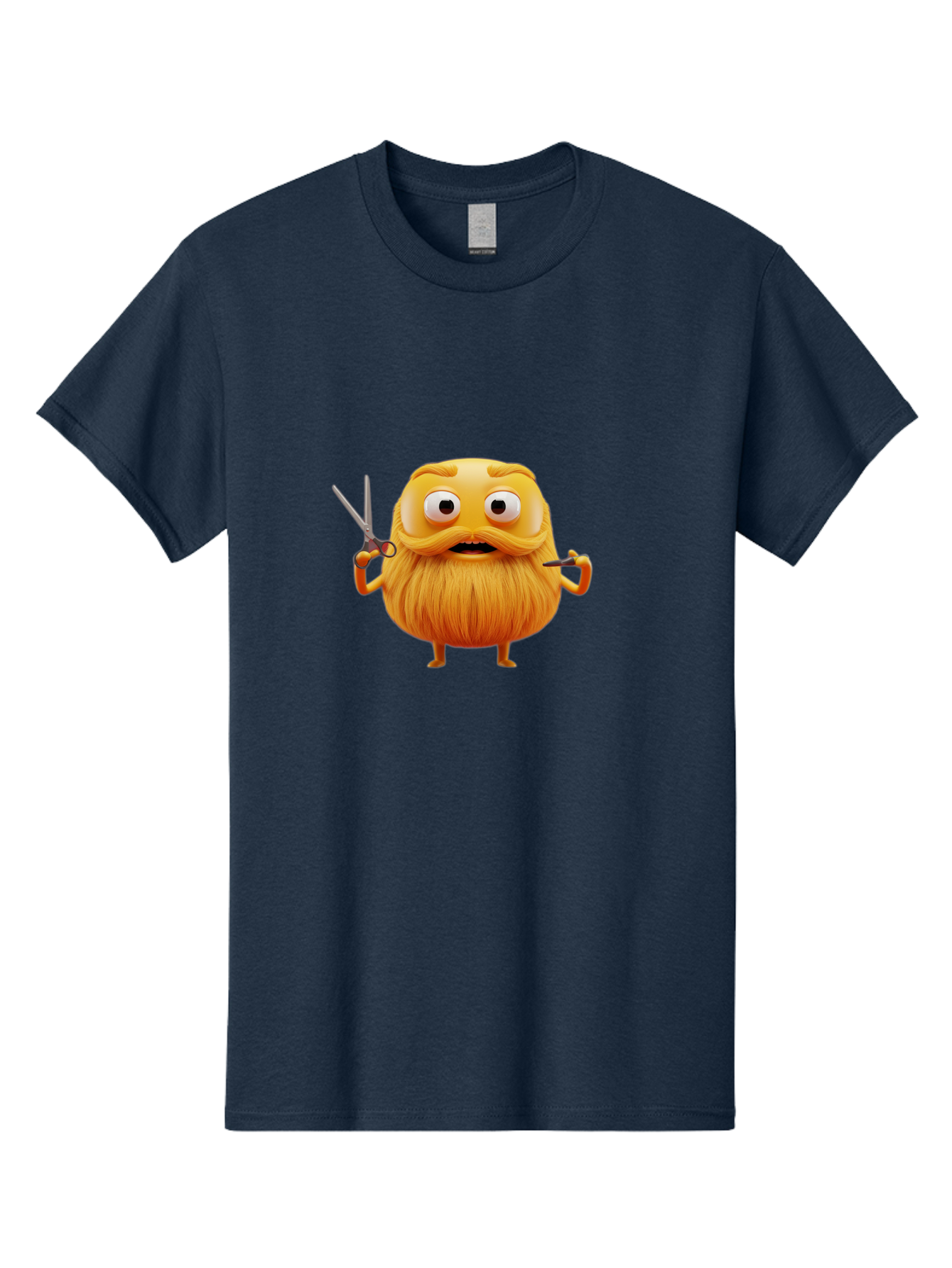Grooming-Character Men'S Graphic Tee, 100% Cotton, Comfortable Casual Summer Wear, Machine Washable, Anthropomorphic Bread, Cartoon Character, Grooming, Scissors, Comb, Funny, Quirky, Humorous, Cartoon Style, Bread Character, Mustache, Beard Bad171