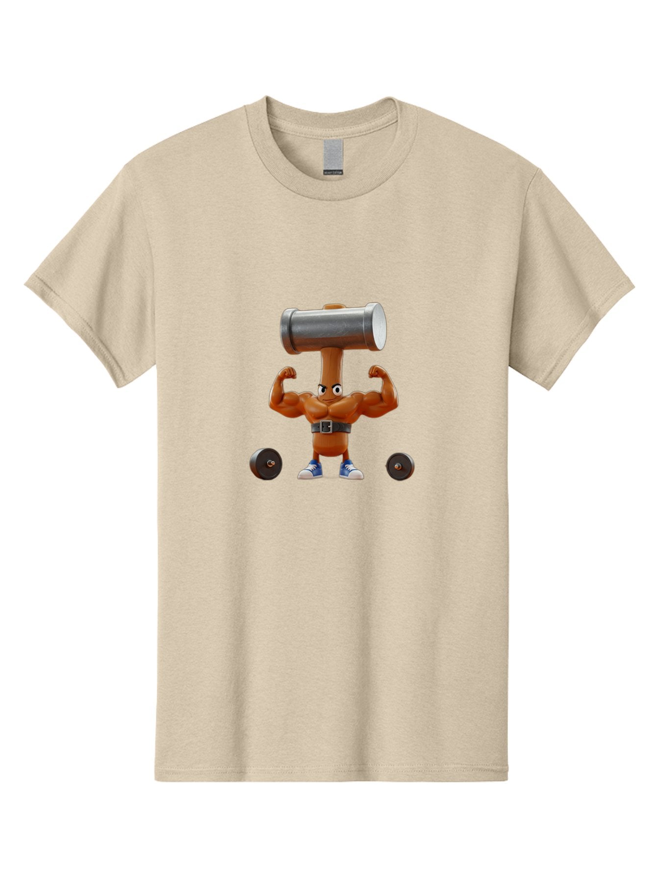 Gumball Men'S Graphic Tee, 100% Cotton, Comfortable Casual Summer Wear, Machine Washable, Flexing Cartoon Pencil, Strong And Muscular, Weightlifting Exercise, Dumbbells, Cartoon Character, Flexed Biceps, Fitness Motivation, Pencil With Face Bad172