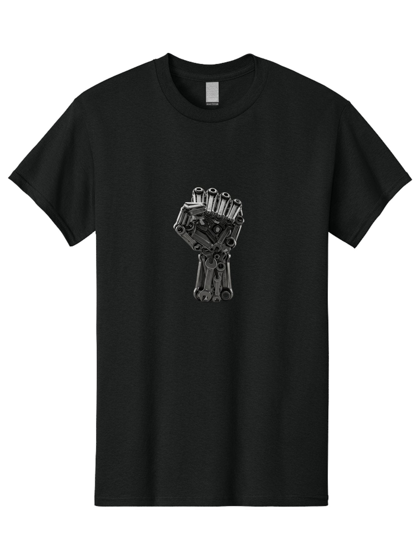 Gun-Hand Men'S Graphic Tee, 100% Cotton, Comfortable Casual Summer Wear, Machine Washable, Hand Made From Guns, Gun Violence, Protest Art, Mechanical Hand, Creative Sculpture, Social Commentary, Symbolic Representation, Powerful Statement, Bad173 3