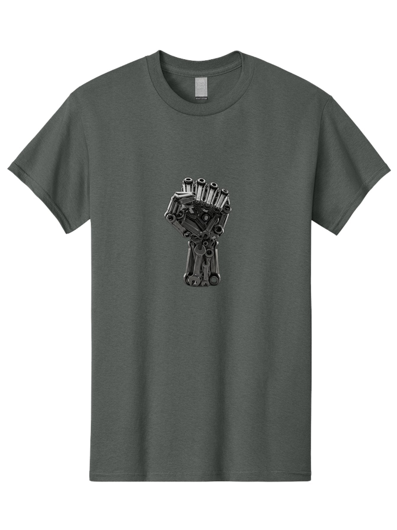 Gun-Hand Men'S Graphic Tee, 100% Cotton, Comfortable Casual Summer Wear, Machine Washable, Hand Made From Guns, Gun Violence, Protest Art, Mechanical Hand, Creative Sculpture, Social Commentary, Symbolic Representation, Powerful Statement, Bad173 12