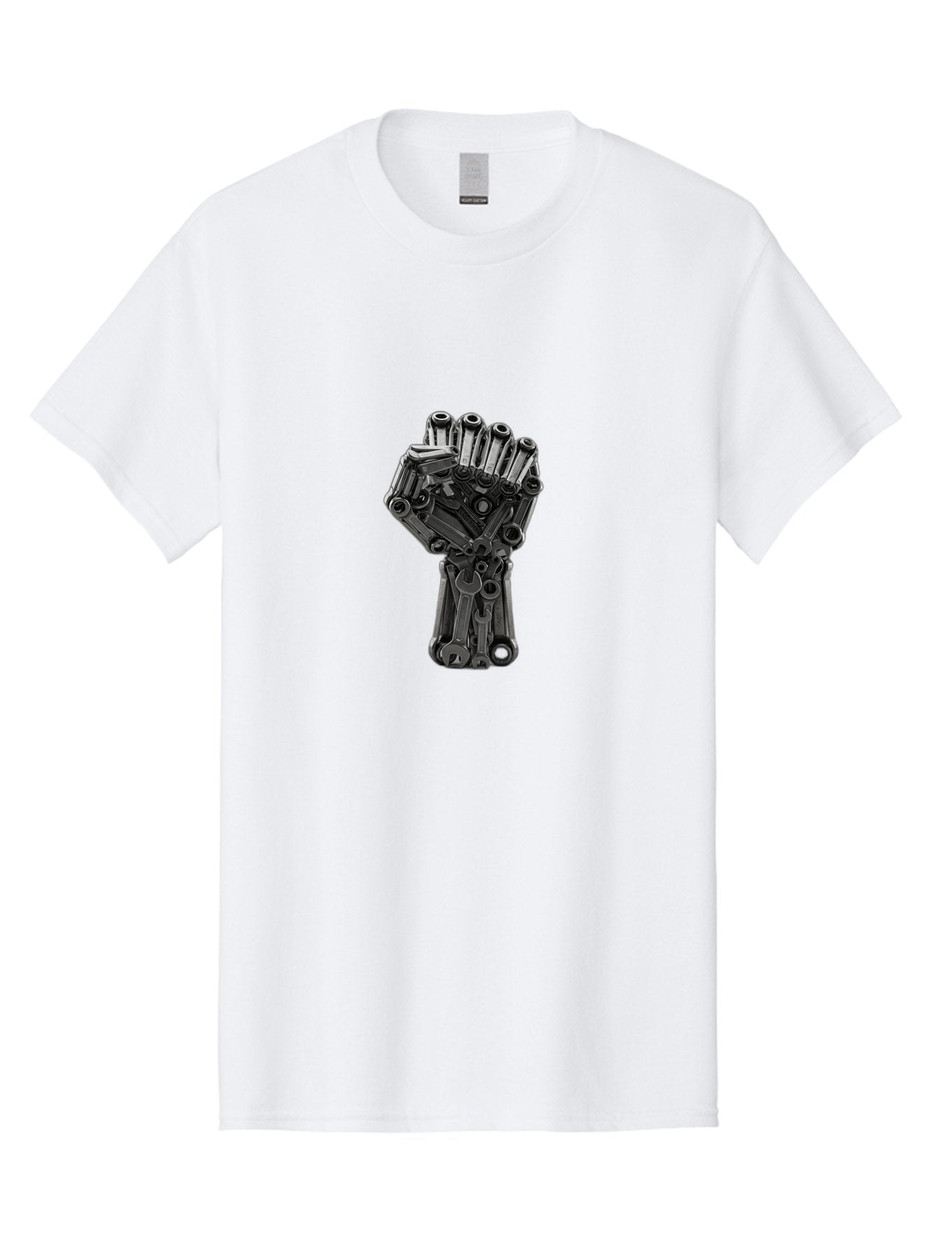 Gun-Hand Men'S Graphic Tee, 100% Cotton, Comfortable Casual Summer Wear, Machine Washable, Hand Made From Guns, Gun Violence, Protest Art, Mechanical Hand, Creative Sculpture, Social Commentary, Symbolic Representation, Powerful Statement, Bad173 13
