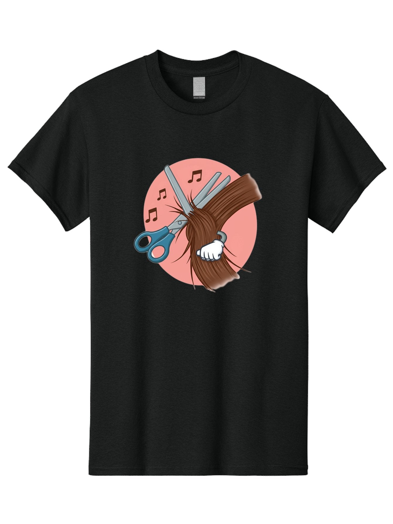 Hair-Cutting-Scissors Men'S Graphic Tee, 100% Cotton, Comfortable Casual Summer Wear, Machine Washable, Scissors Cutting Hair, Hairdressing, Salon Services, Styling Tools, Grooming, Haircut Experience, Musical Notes Bad174 9