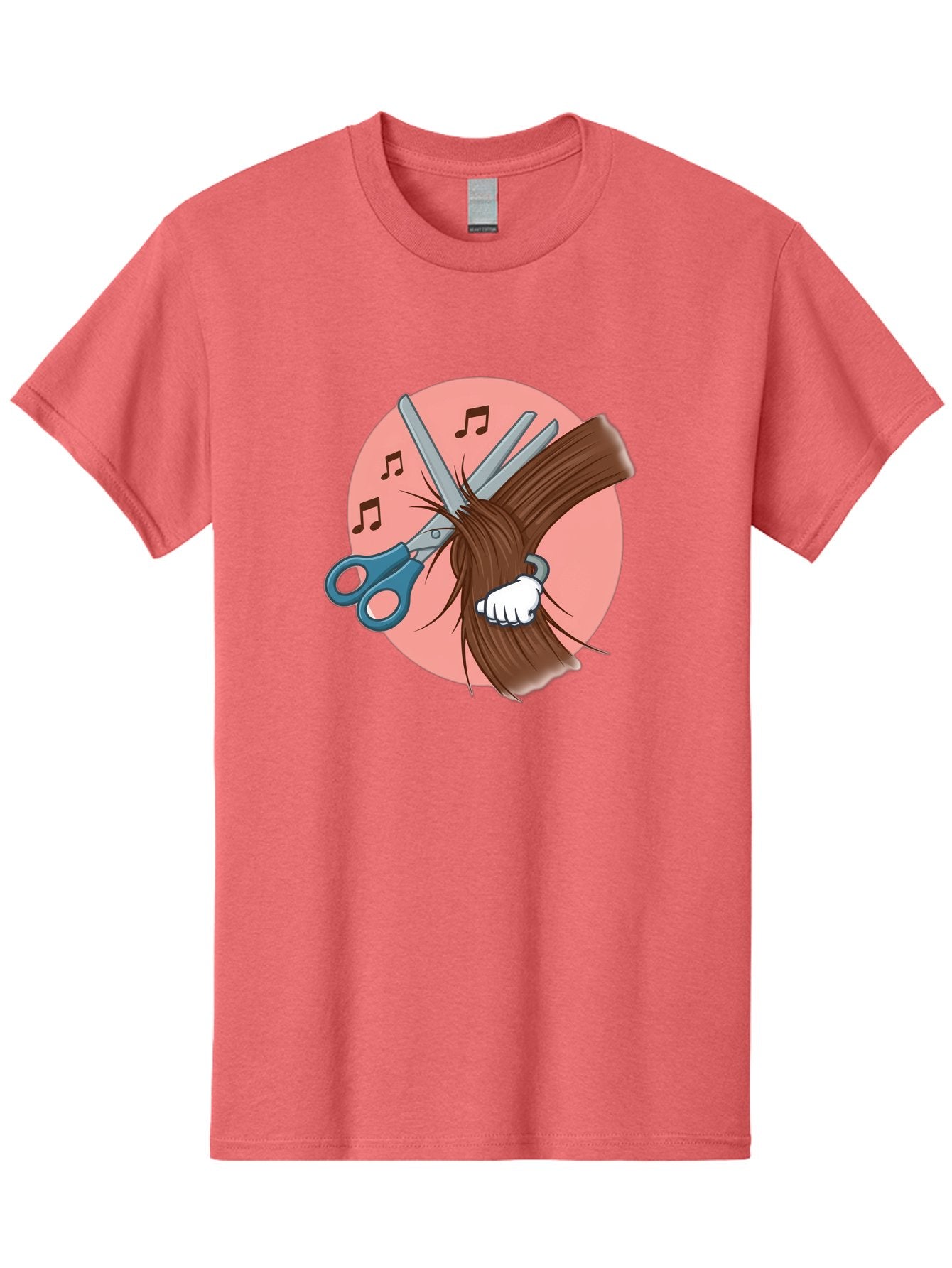 Hair-Cutting-Scissors Men'S Graphic Tee, 100% Cotton, Comfortable Casual Summer Wear, Machine Washable, Scissors Cutting Hair, Hairdressing, Salon Services, Styling Tools, Grooming, Haircut Experience, Musical Notes Bad174 4