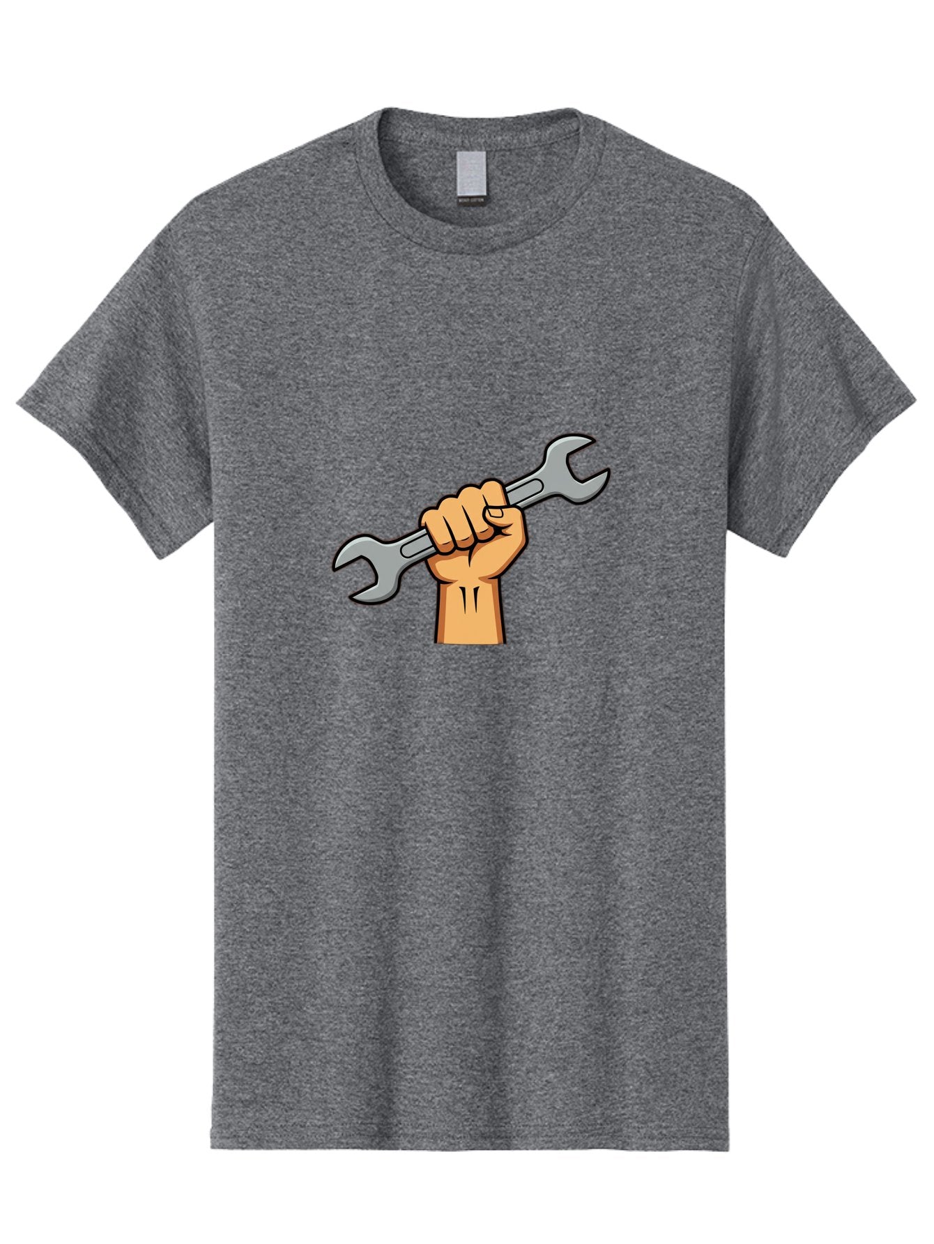 Hand-Holding-Spanner-1 Men'S Graphic Tee, 100% Cotton, Comfortable Casual Summer Wear, Machine Washable, Hand Holding Wrench, Adjustable Wrench, Hand Tool, Diy Repair, Handyman Tools, Repair Work, Maintenance Task, Mechanical Repair Bad183