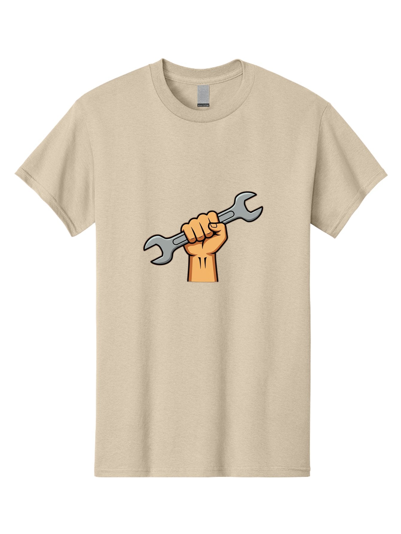 Hand-Holding-Spanner-1 Men'S Graphic Tee, 100% Cotton, Comfortable Casual Summer Wear, Machine Washable, Hand Holding Wrench, Adjustable Wrench, Hand Tool, Diy Repair, Handyman Tools, Repair Work, Maintenance Task, Mechanical Repair Bad183 4