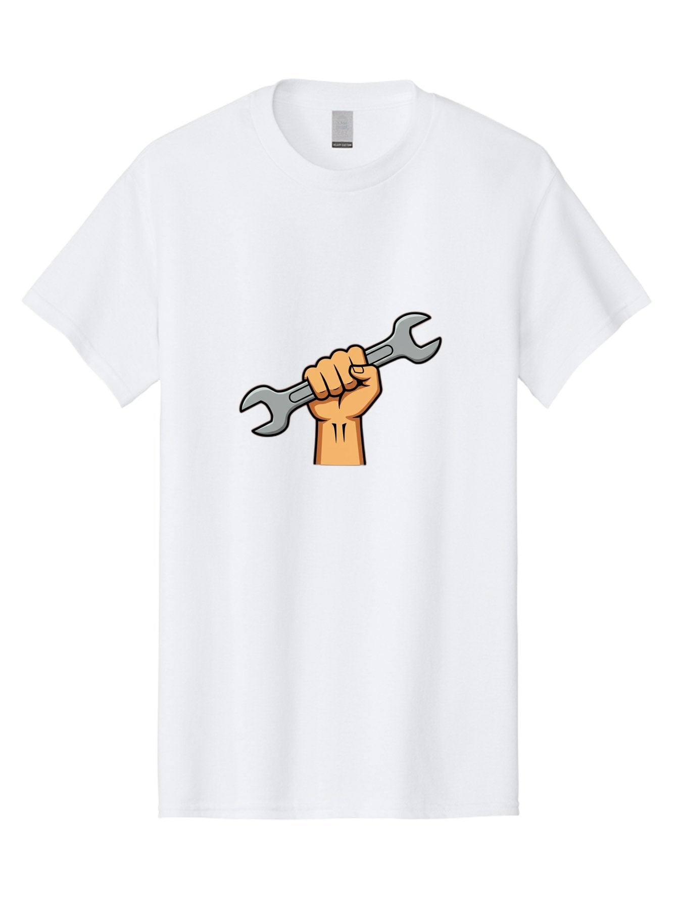 Hand-Holding-Spanner-1 Men'S Graphic Tee, 100% Cotton, Comfortable Casual Summer Wear, Machine Washable, Hand Holding Wrench, Adjustable Wrench, Hand Tool, Diy Repair, Handyman Tools, Repair Work, Maintenance Task, Mechanical Repair Bad183 5