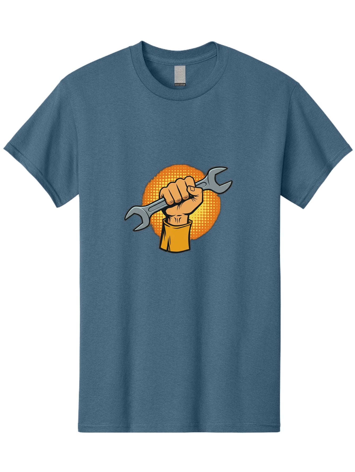 Hand-Holding-Spanner Men'S Graphic Tee, 100% Cotton, Comfortable Casual Summer Wear, Machine Washable, Hand Holding Wrench, Diy Repair, Mechanic Tools, Toolbox Essentials, Handyman Work, Repair Services, Construction Equipment, Bad184 11
