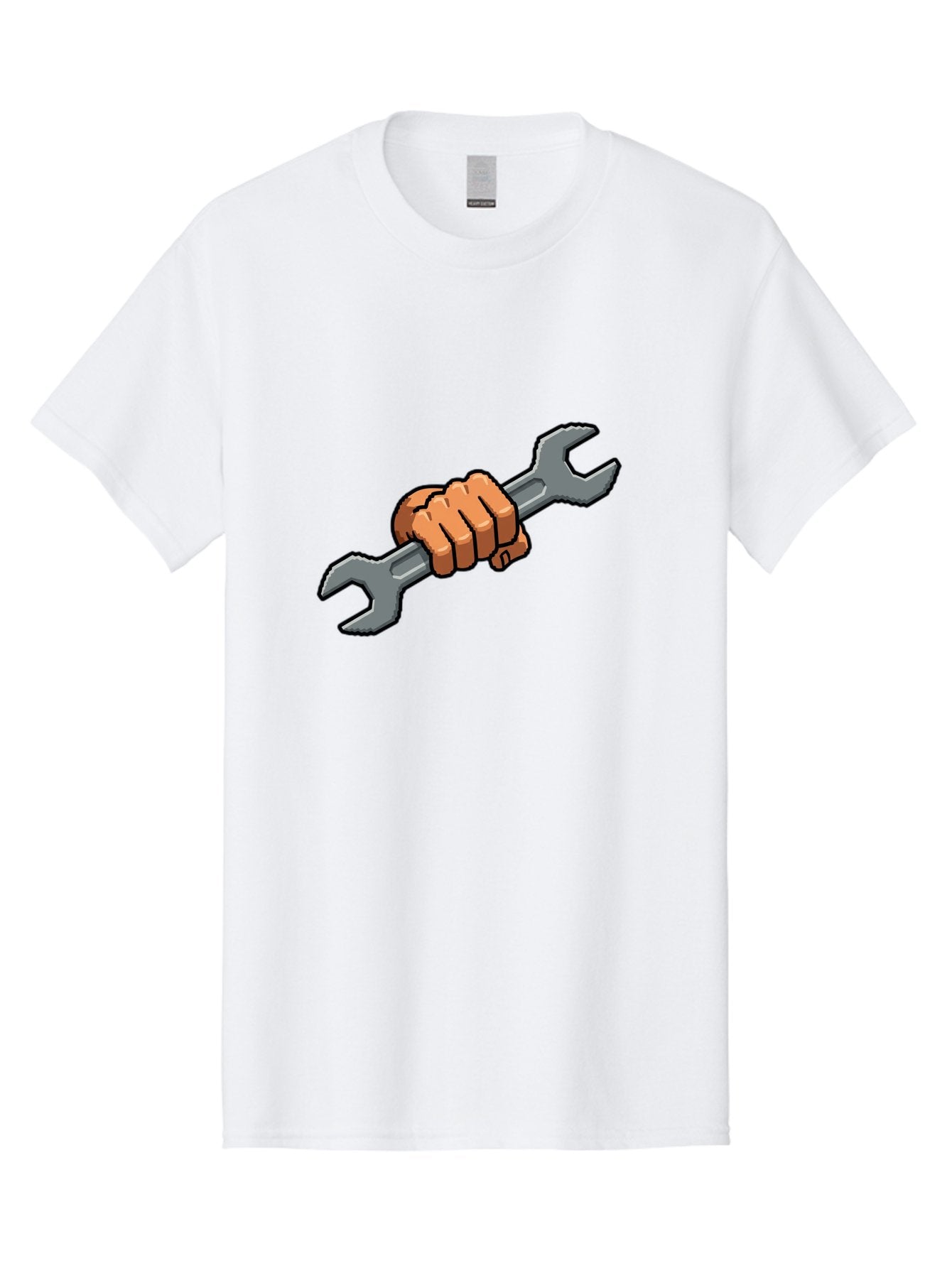 Hand-Holding-Wrench-1 Men'S Graphic Tee, 100% Cotton, Comfortable Casual Summer Wear, Machine Washable, Hand Holding Wrench, Adjustable Wrench, Repair Tool, Diy Symbol, Hand Grip, Tool Handle, Machinery Repair Bad185 8